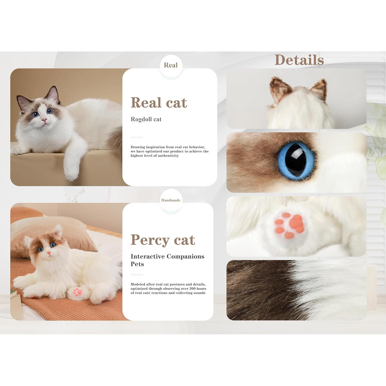 Robot Gato Interactivo Chongker Ragdoll 40x28cm Blanco