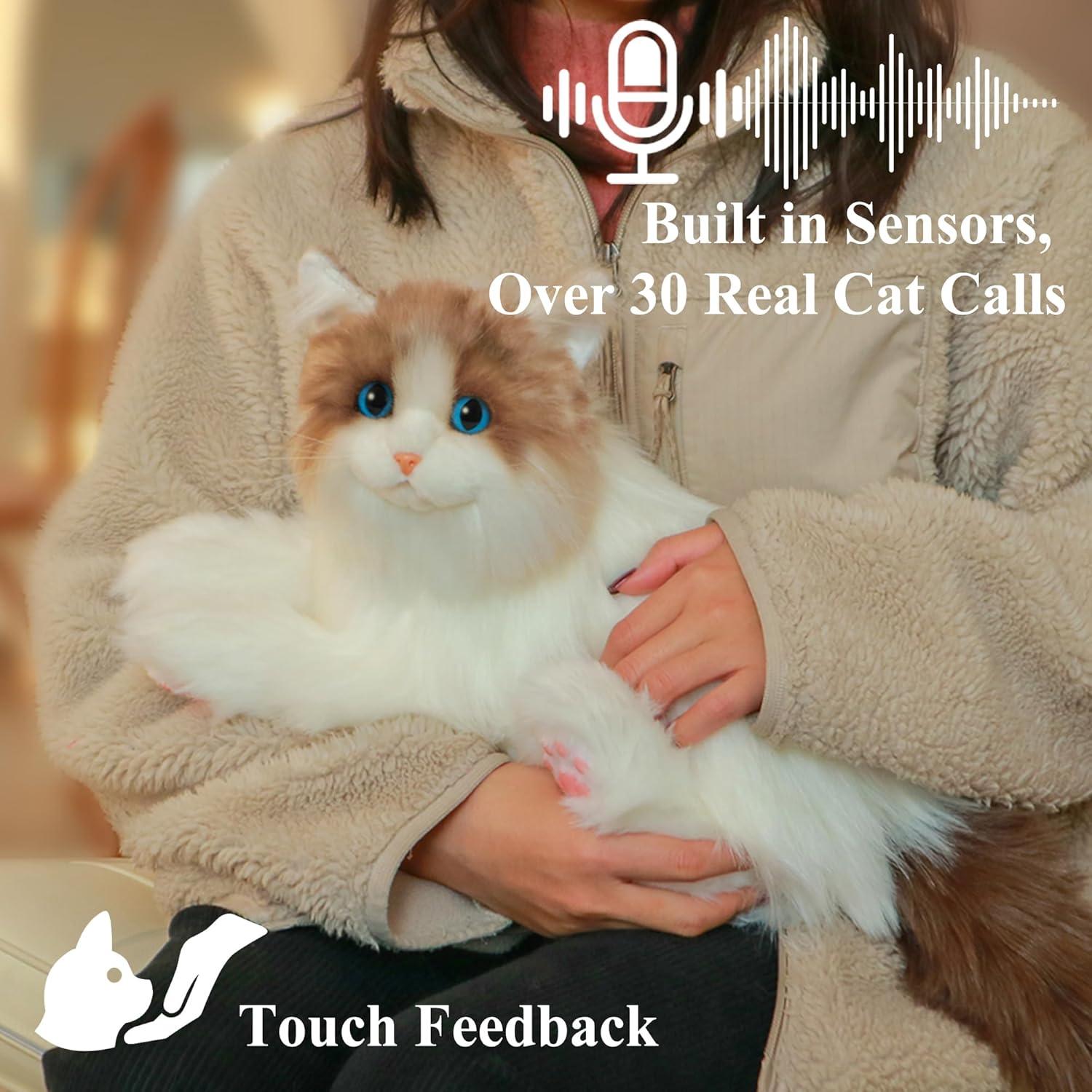 Robot Gato Interactivo Chongker Ragdoll 40x28cm Blanco