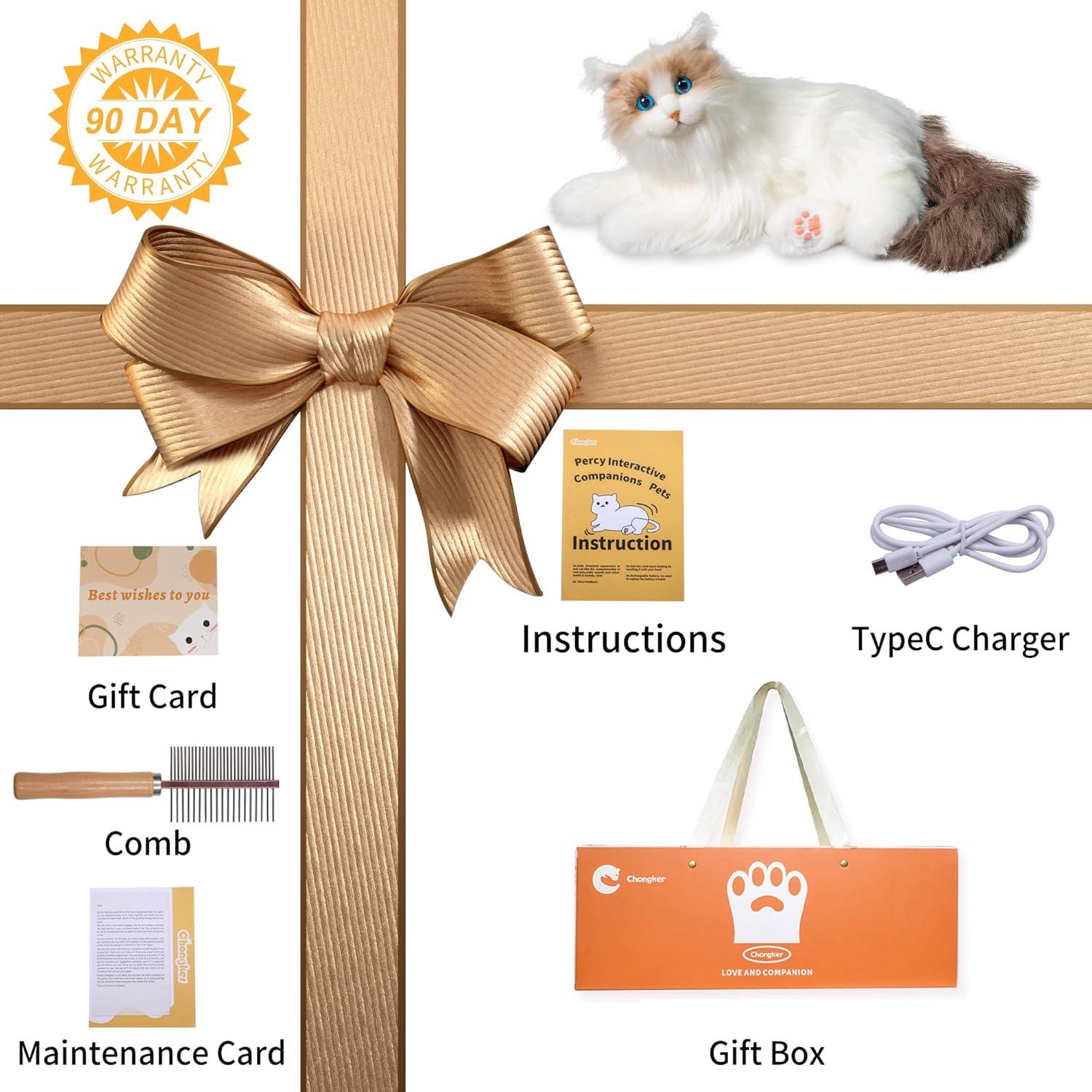 Robot Gato Interactivo Chongker Ragdoll 40x28cm Blanco