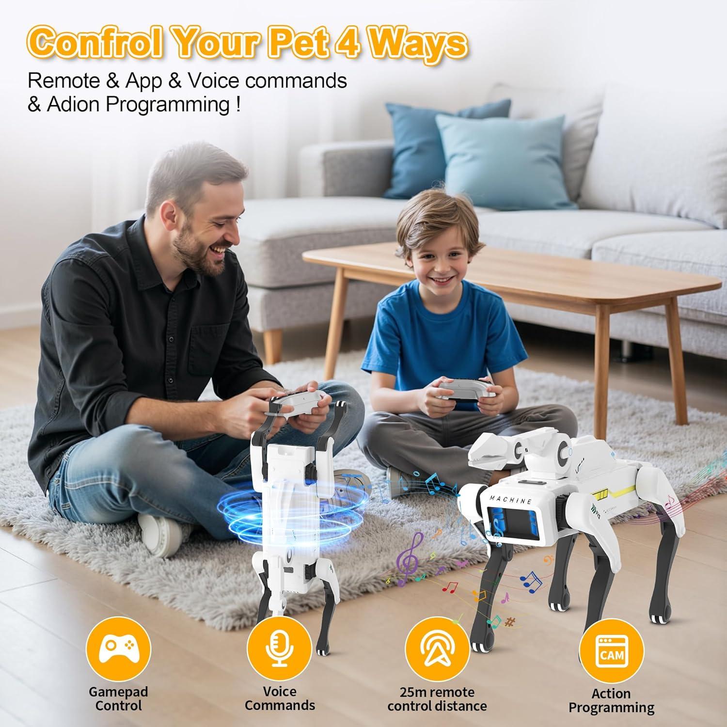 Perro Robot Interactivo Dingdongwu - 30+ Acciones, Control Remoto y Voz