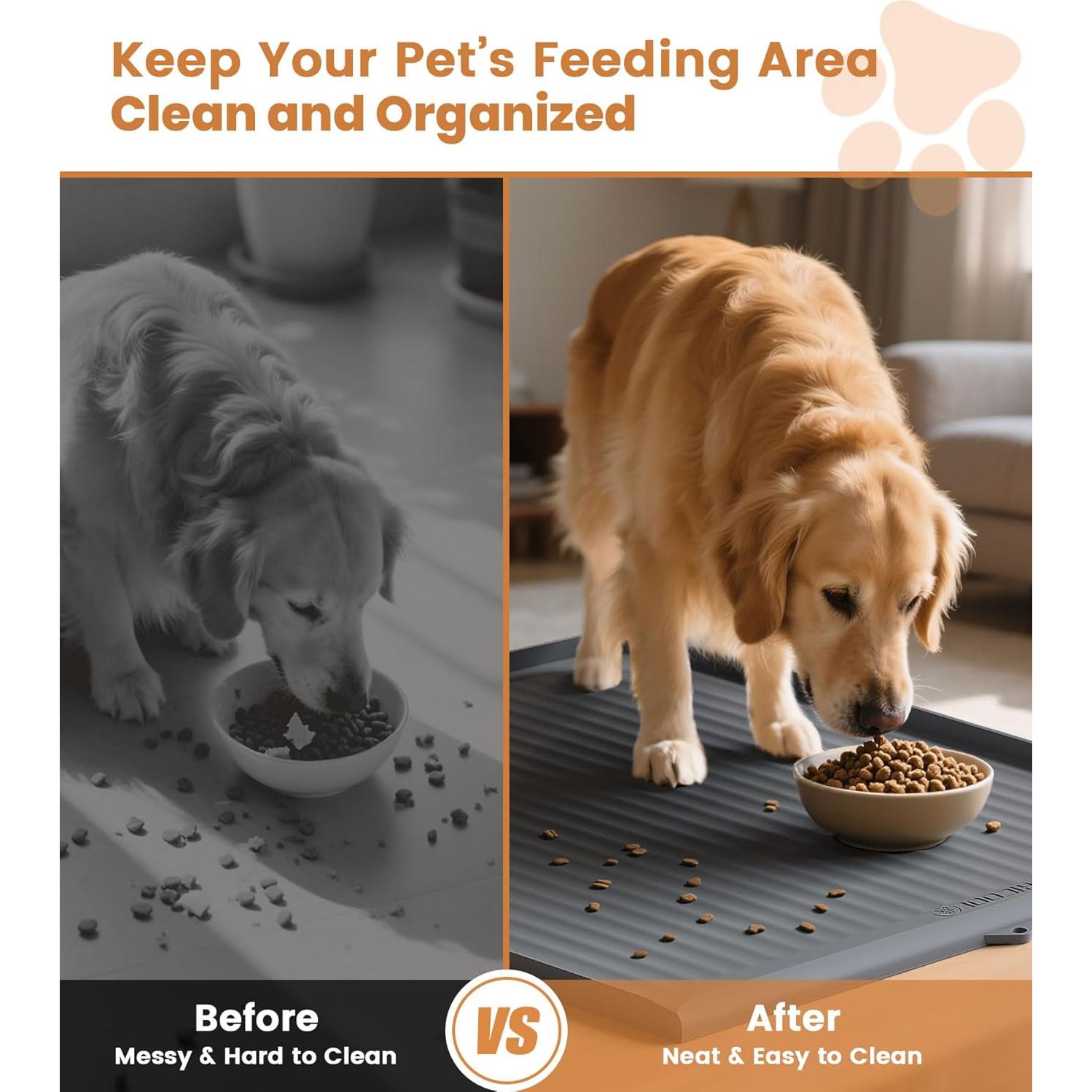 Alfombrilla Antideslizante para Comida de Perro YITOUU 91x61cm