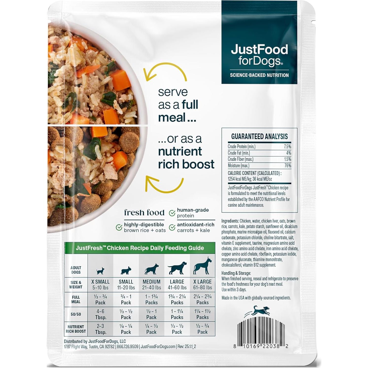 Comida Húmeda para Perros JustFoodForDogs Pollo 340g