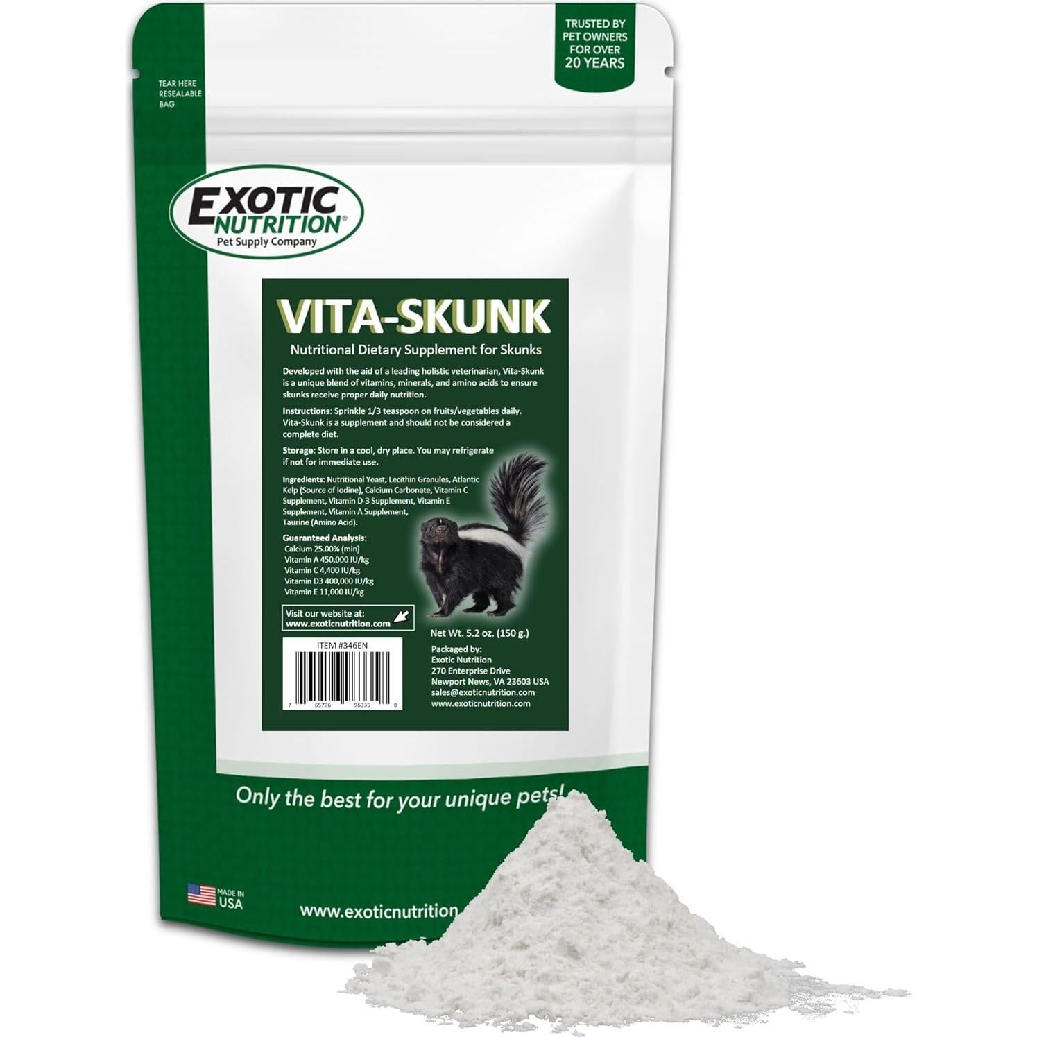 Suplemento Dietético Vita-Skunk Exotic Nutrition 147 g para Zorrillos