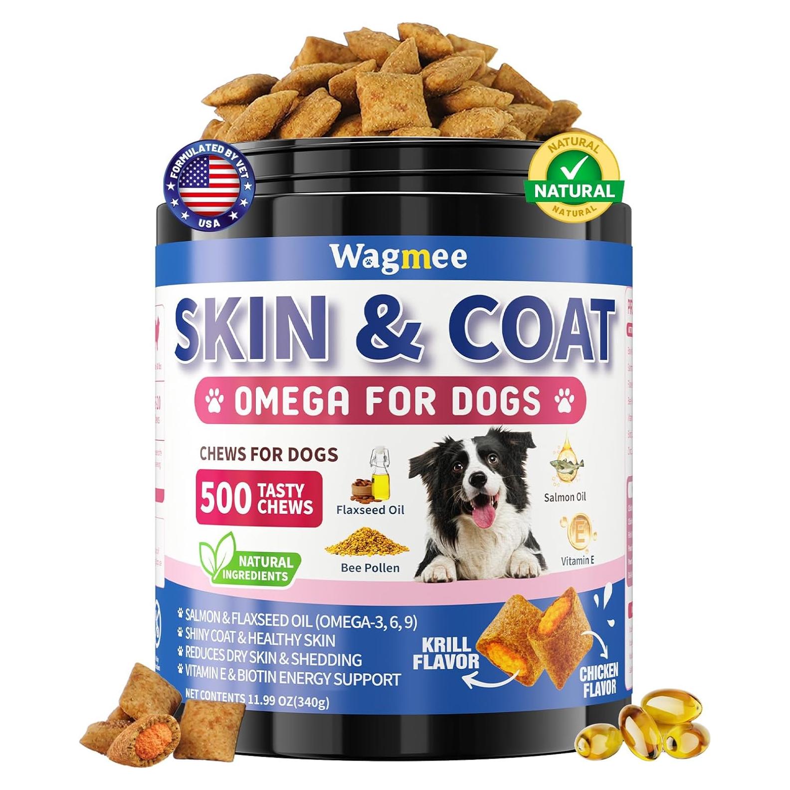 Suplemento Omega 3 para Perros Wagmee 500 Masticables Piel y Pelaje