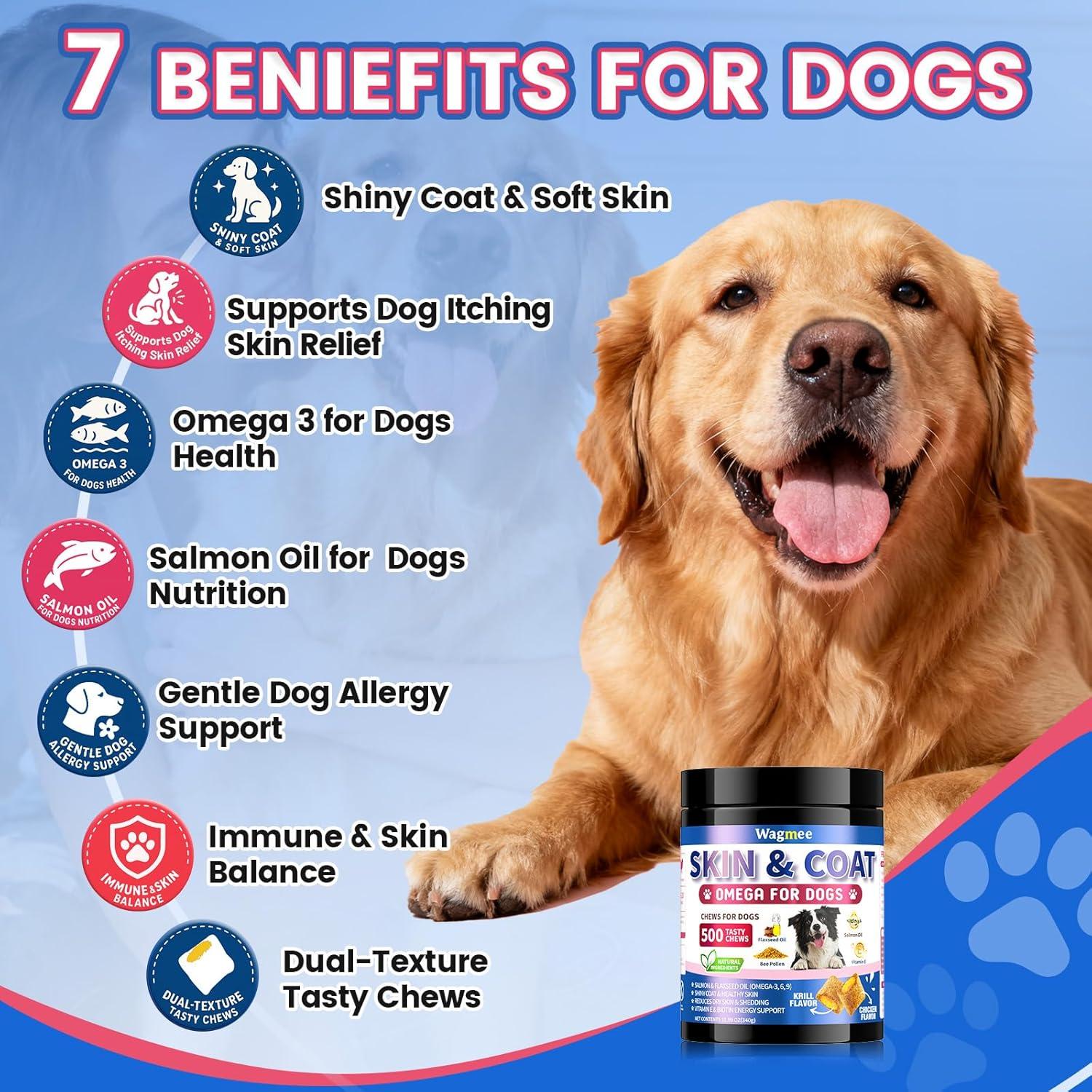 Suplemento Omega 3 para Perros Wagmee 500 Masticables Piel y Pelaje