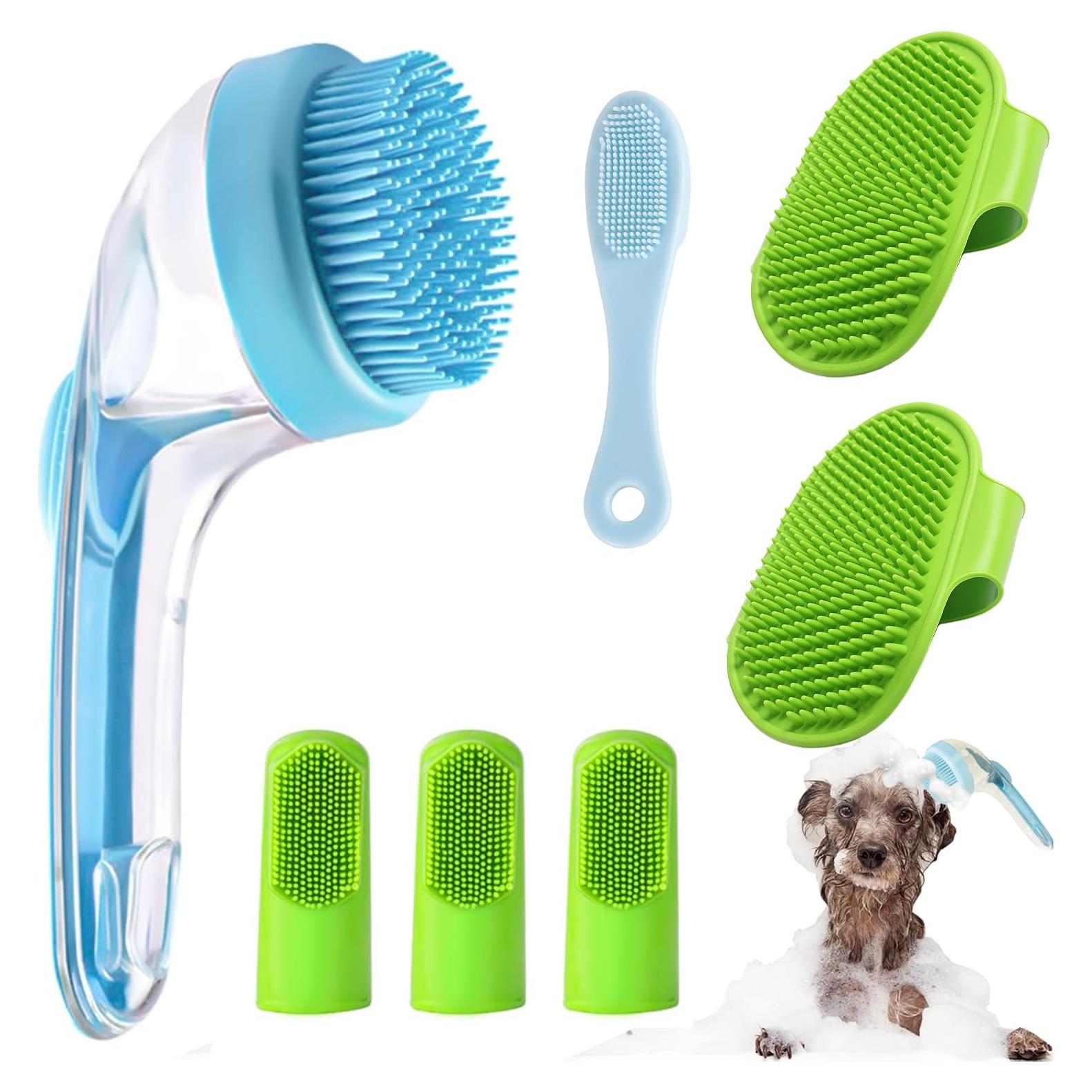 Juego de 7 Cepillos para Baño de Mascotas WUMUTI Azul