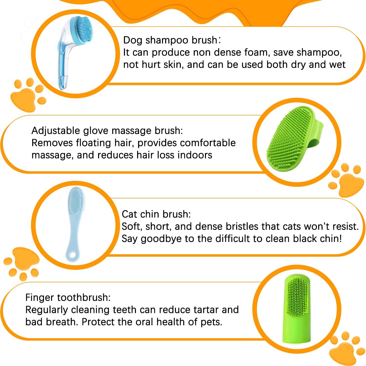 Juego de 7 Cepillos para Baño de Mascotas WUMUTI Azul