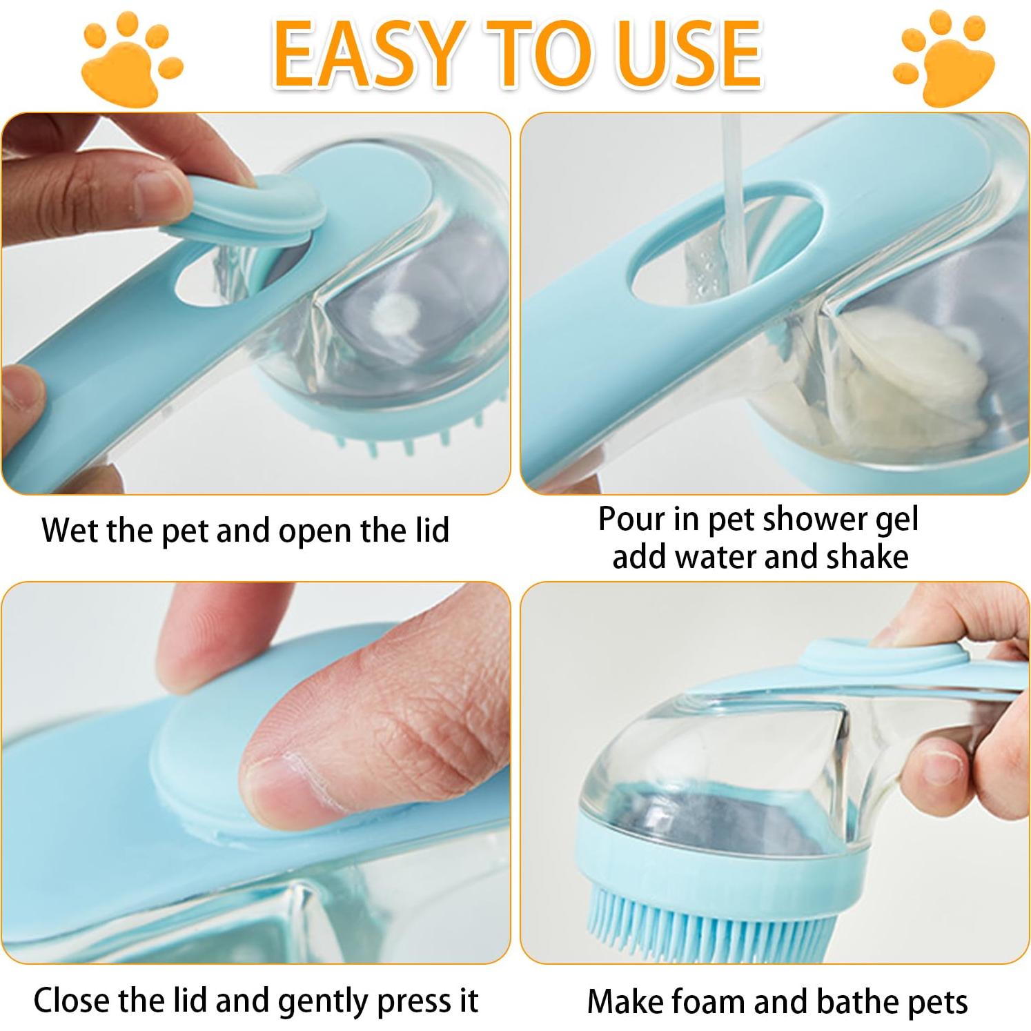 Juego de 7 Cepillos para Baño de Mascotas WUMUTI Azul