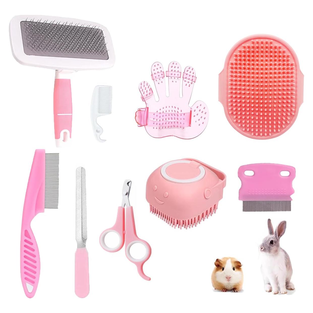 Kit de Aseo para Mascotas Pequeñas GEBER 9 Piezas Rosa