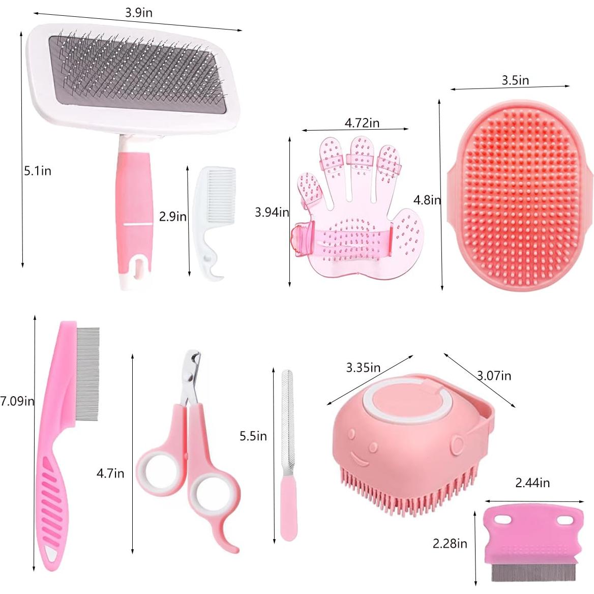 Kit de Aseo para Mascotas Pequeñas GEBER 9 Piezas Rosa