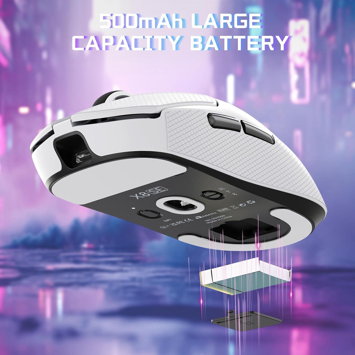 Ratón Gaming Inalámbrico Attack Shark X8SE 25K DPI 59g Blanco