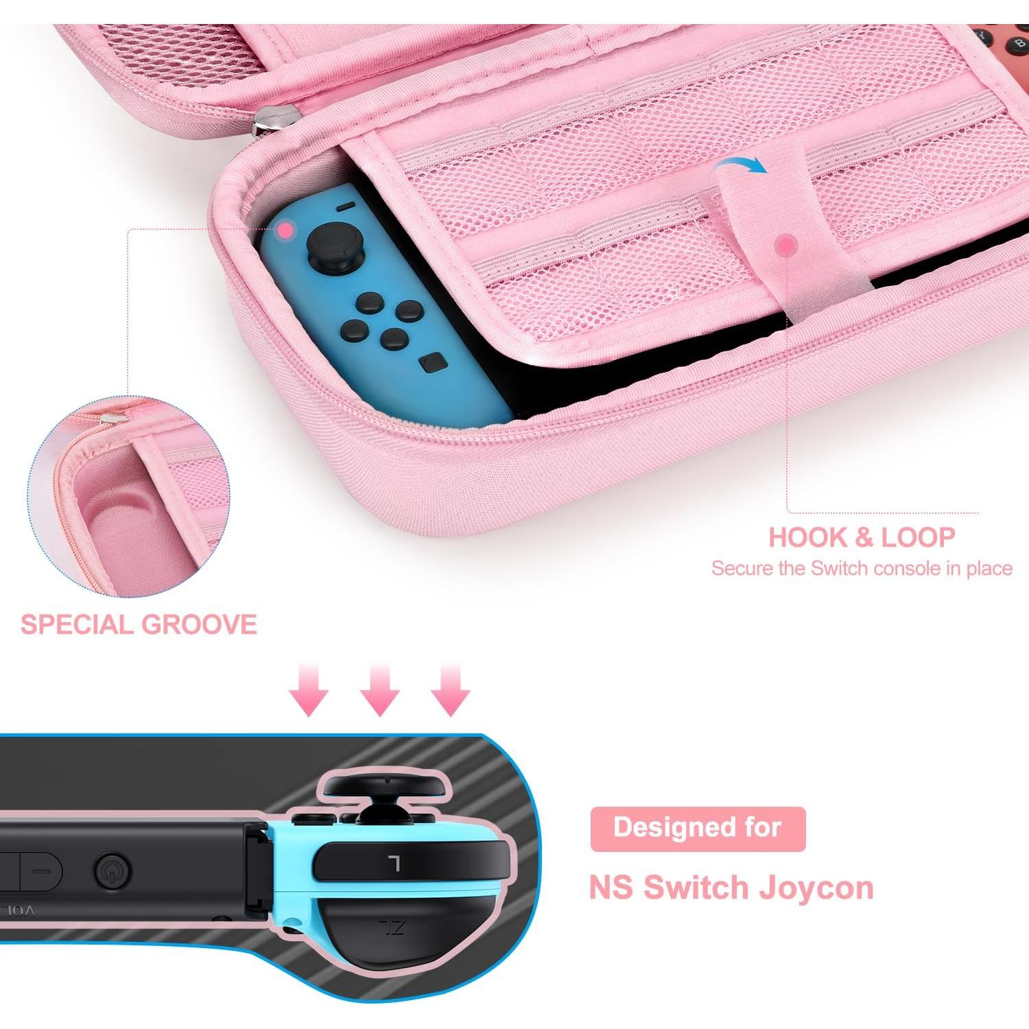 Funda 19 en 1 para Nintendo Switch innoAura Rosa