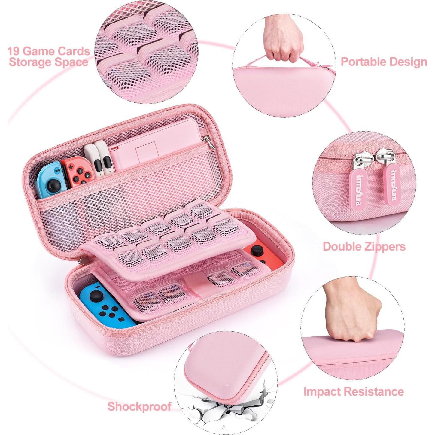 Funda 19 en 1 para Nintendo Switch innoAura Rosa