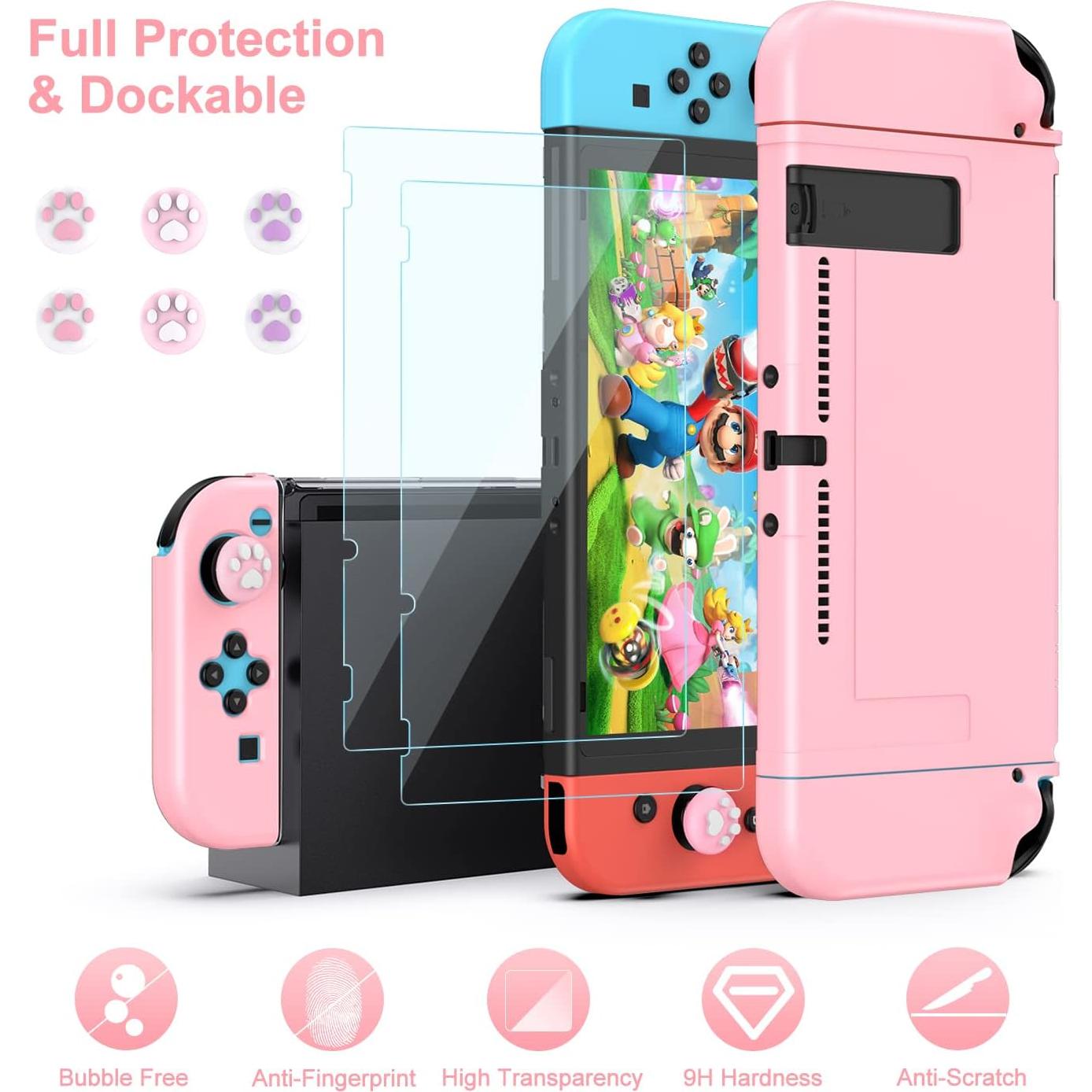 Funda 19 en 1 para Nintendo Switch innoAura Rosa