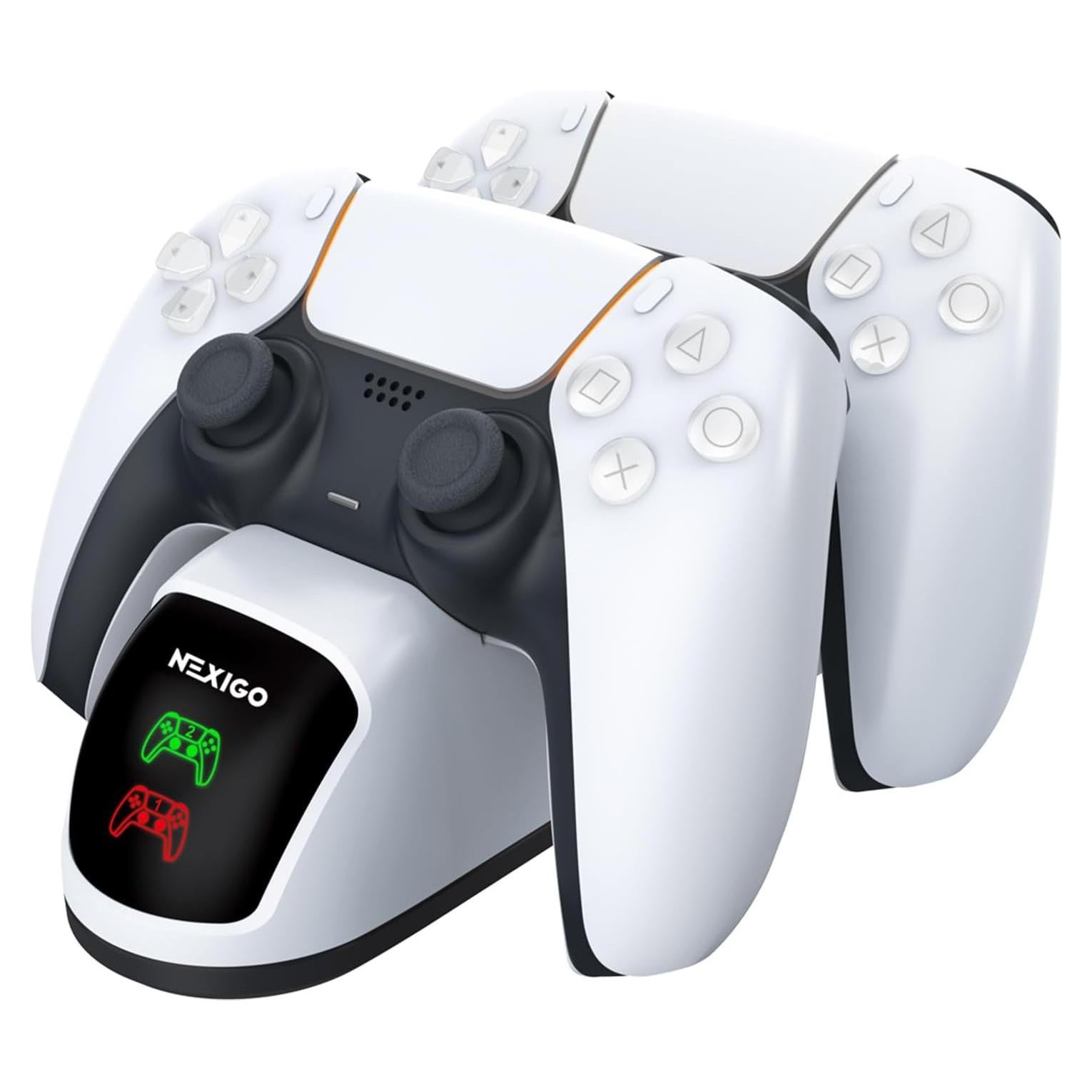 Cargador Doble NexiGo para Controlador PS5 con LED Blanco