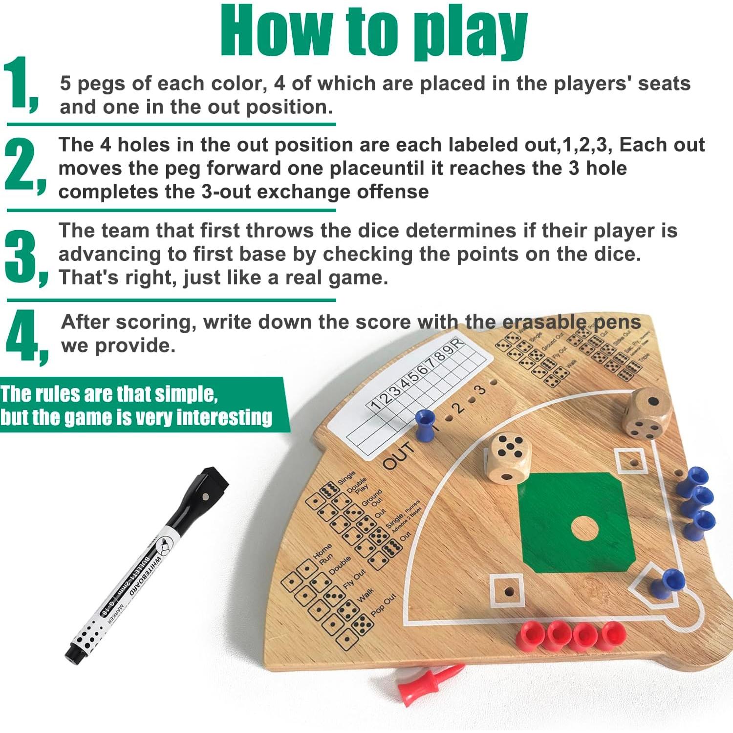 Juego de Mesa de Béisbol Deartisan Modelo 4 Madera Original