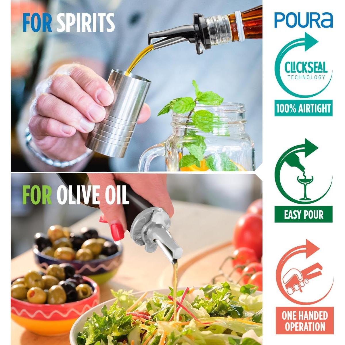 Vertedor de Licor 3 en 1 Poura - Paquete de 2 Negro, Libre de BPA