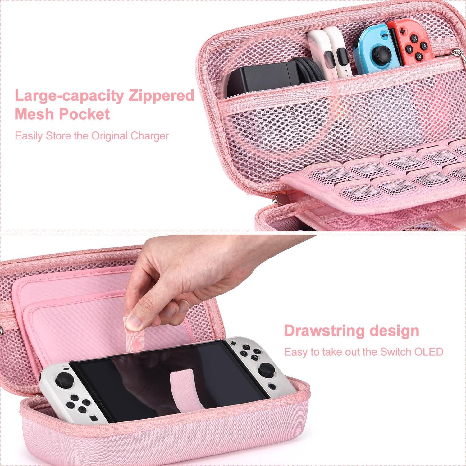 Funda innoAura para Switch OLED 19 en 1 Rosa