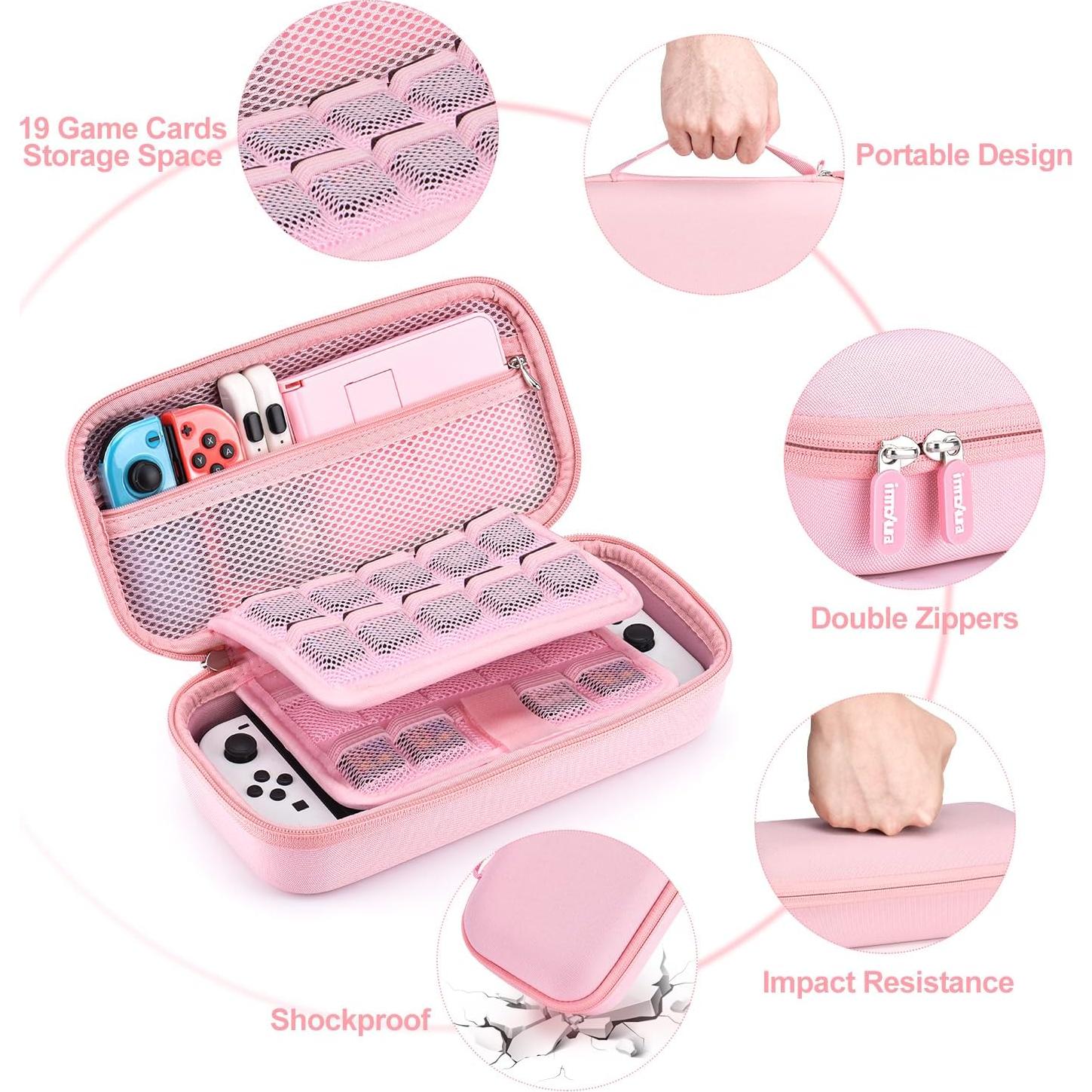 Funda innoAura para Switch OLED 19 en 1 Rosa