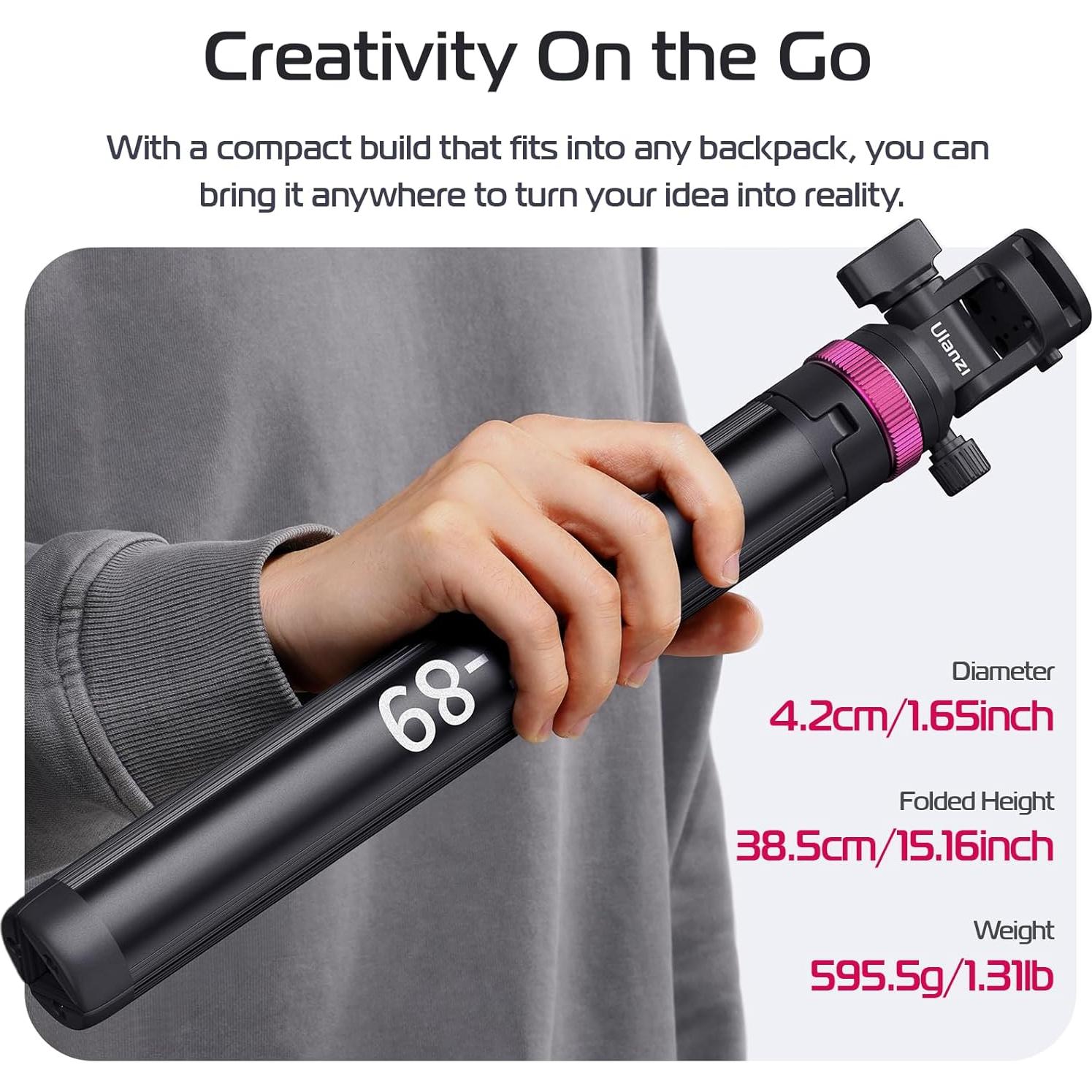 Trípode ULANZI MT-89 Aluminio 70cm Soporte Luz Ajustable