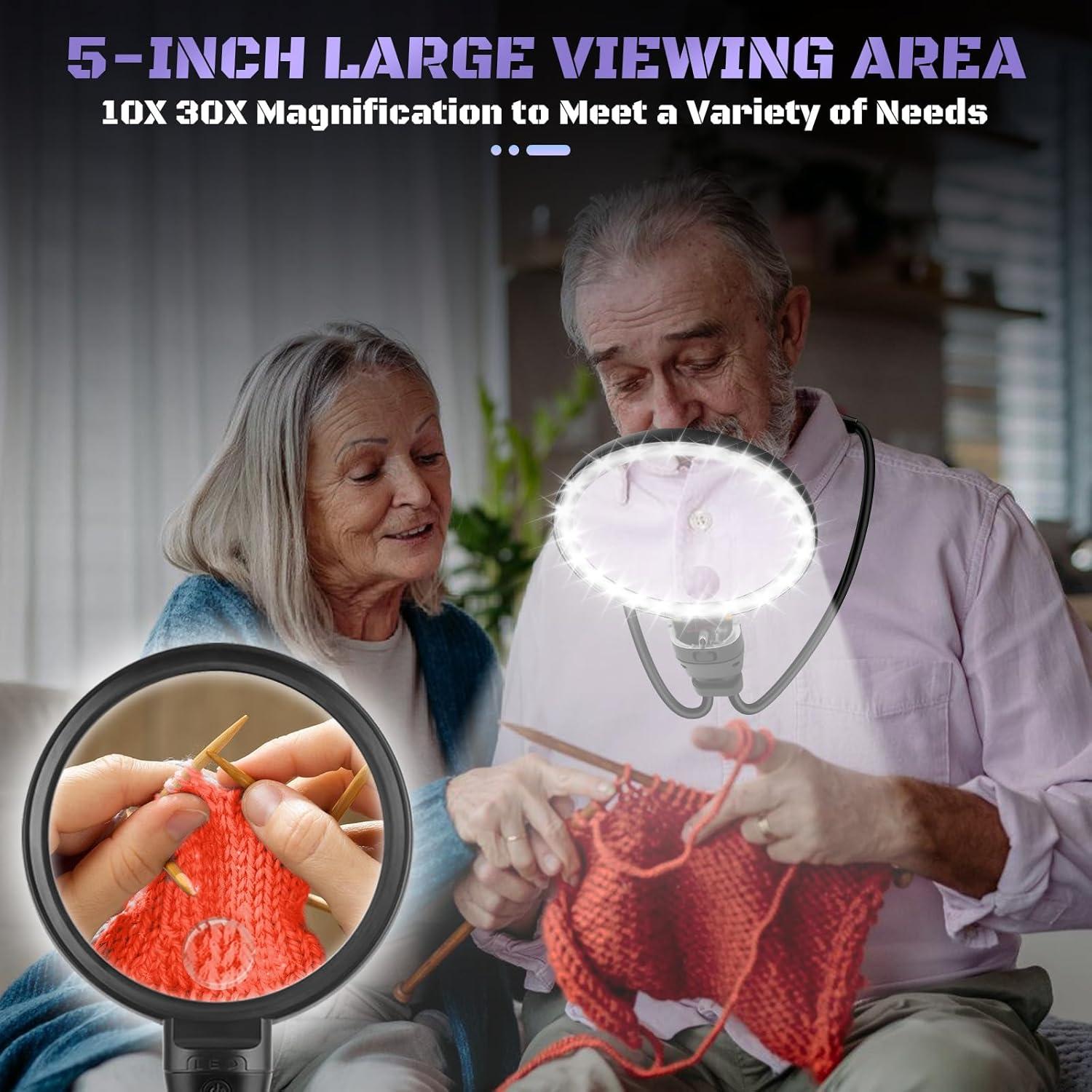 Lupa de Mano Grande 10X 30X NZQXJXZ con Luz LED Ajustable