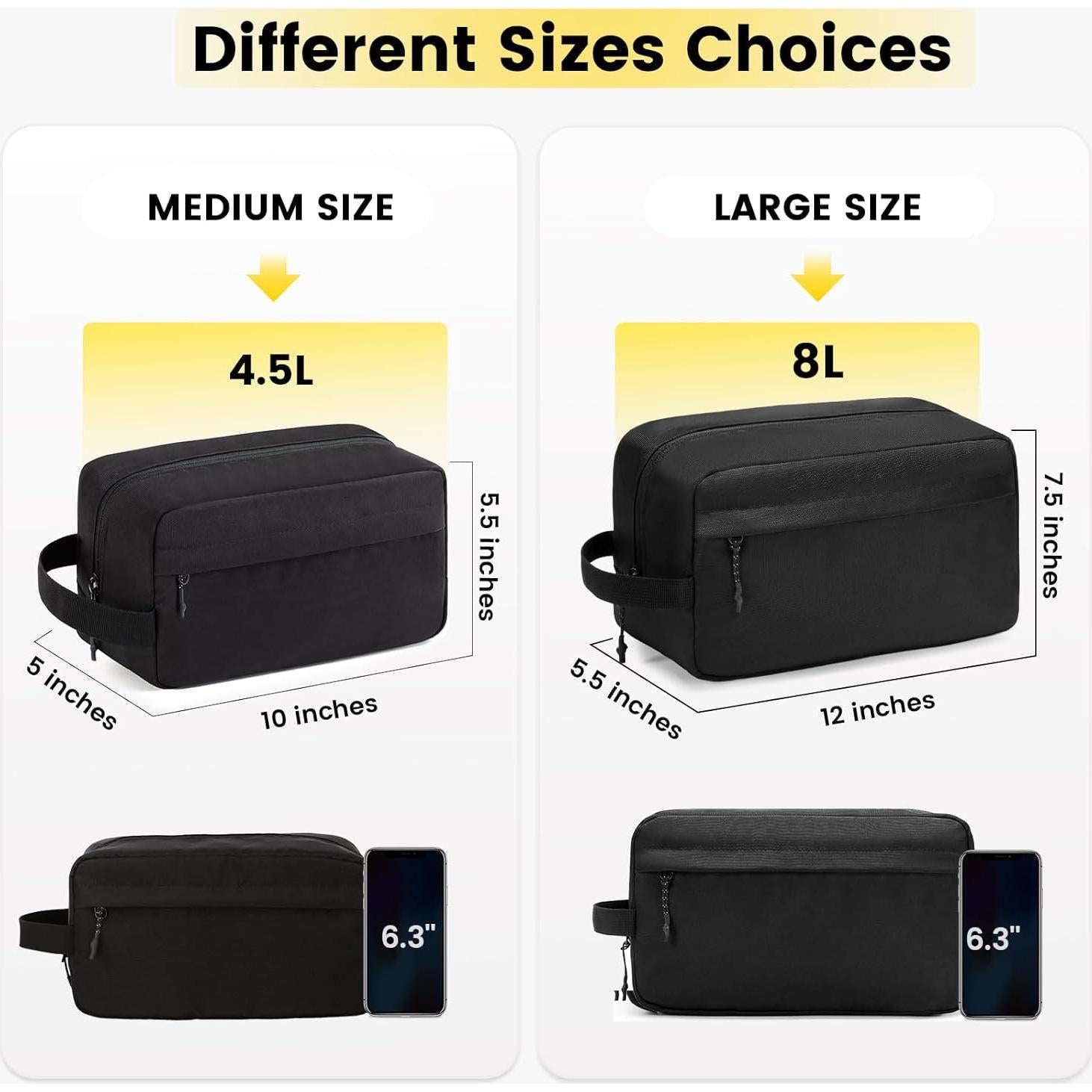 Bolsa de Aseo de Viaje Vorspack Mediana Negra Resistente al Agua