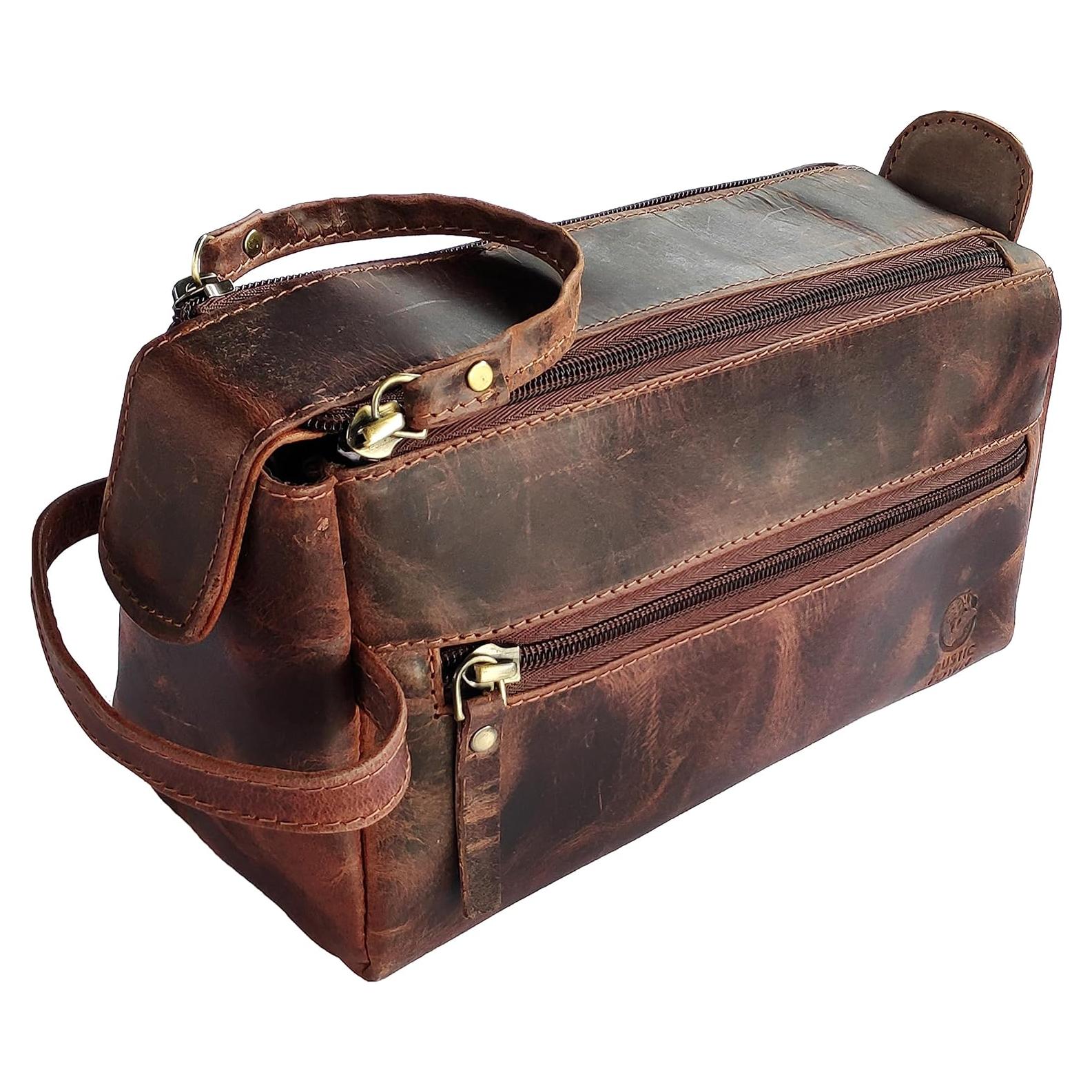 Bolsa de Aseo de Cuero Rustic Town 22x10x12.7cm Vintage