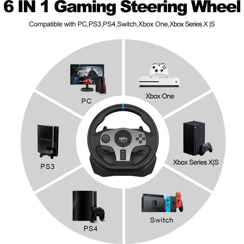 Volante de Carreras PXN V9 para PC, PS4, Xbox y Switch