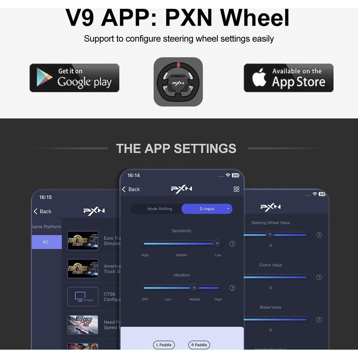 Volante de Carreras PXN V9 para PC, PS4, Xbox y Switch