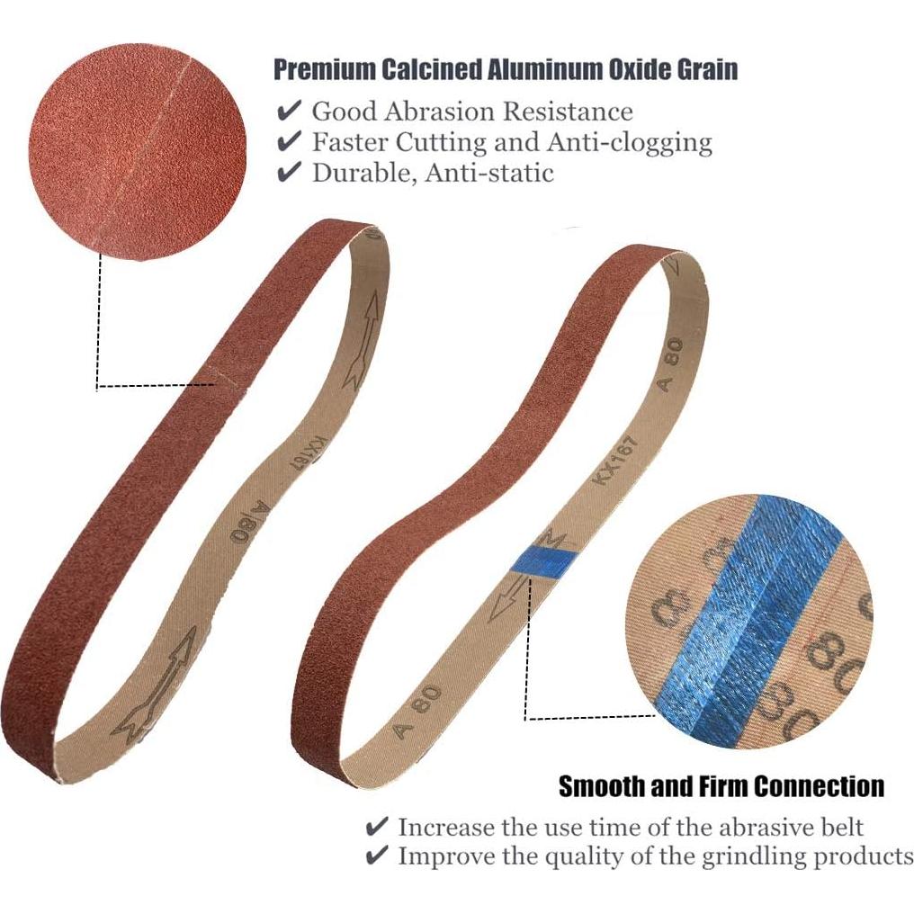 Cintas de Lijado 1x42" Taokyid 24 PCS Granos 40/80/120/240