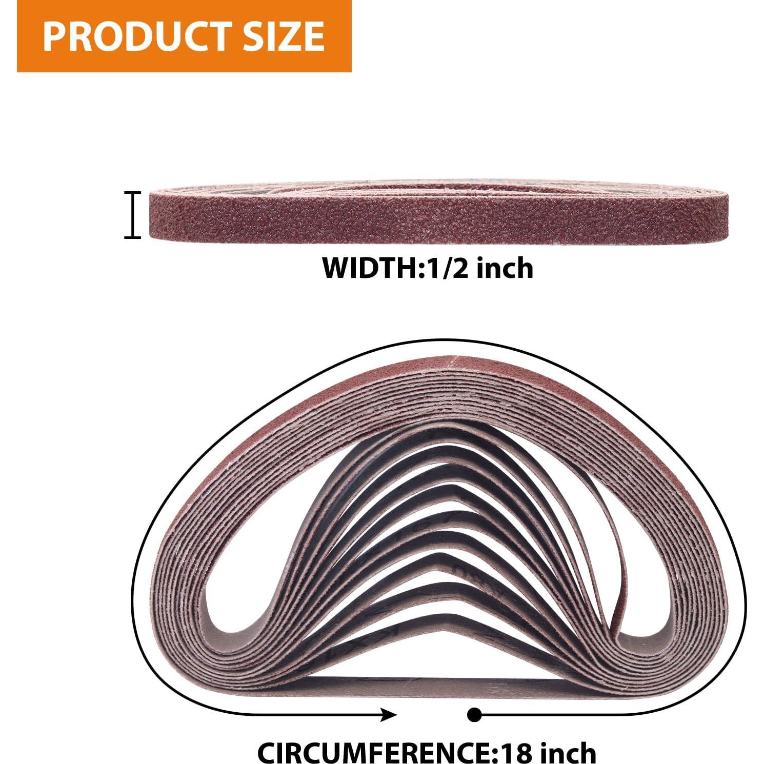 Cintas de Lijado TAOKYID 1/2" x 18" 36 Pcs Óxido de Aluminio