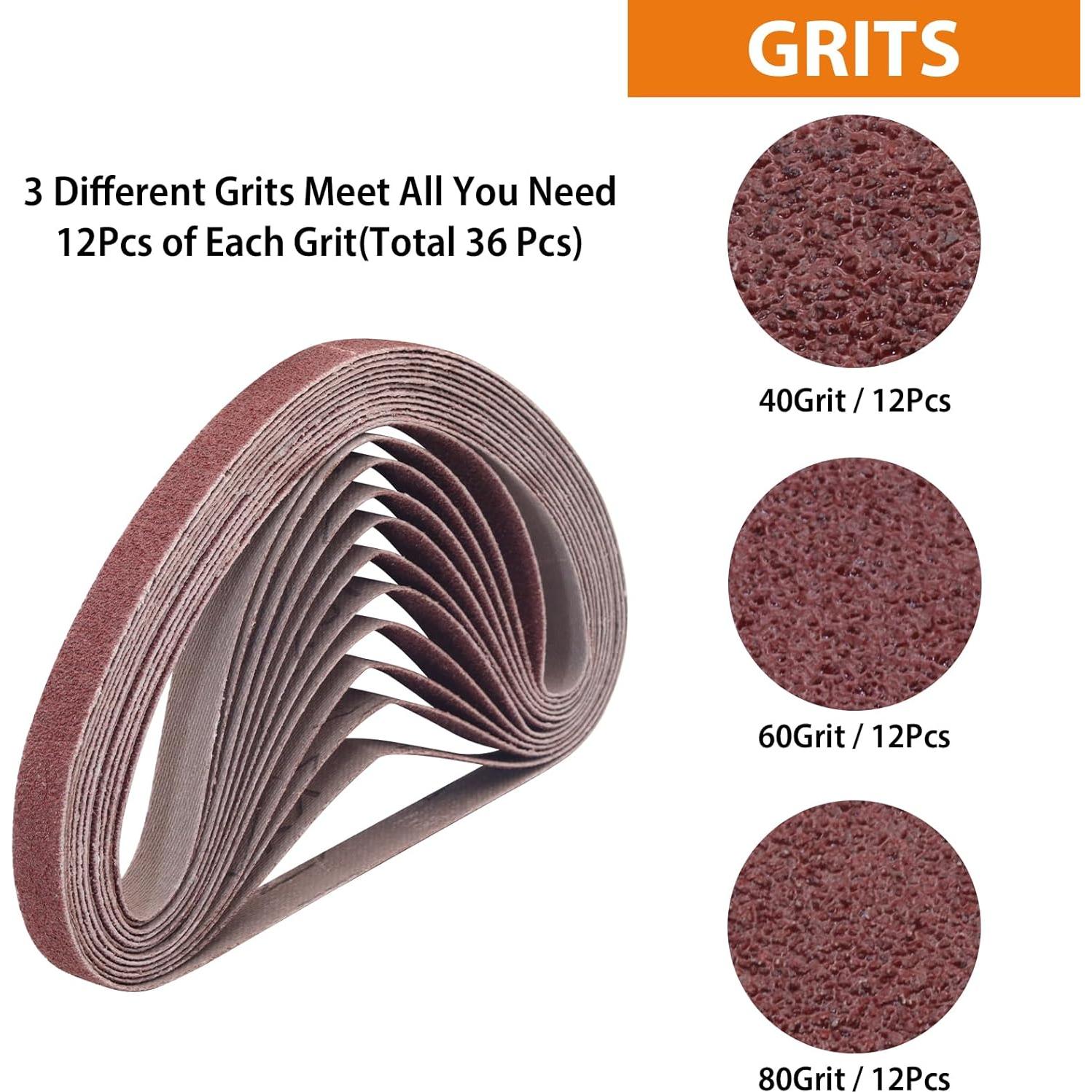 Cintas de Lijado TAOKYID 1/2" x 18" 36 Pcs Óxido de Aluminio