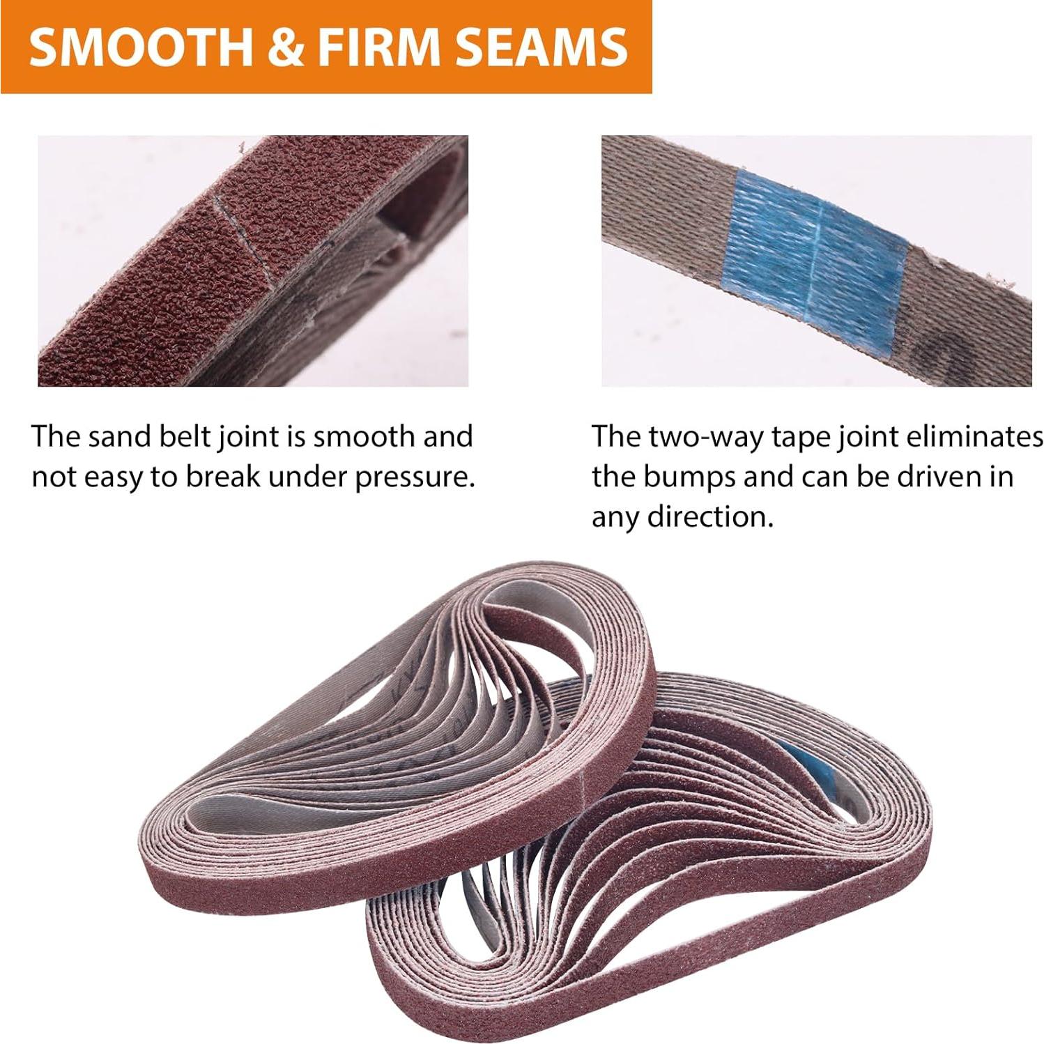 Cintas de Lijado TAOKYID 1/2" x 18" 36 Pcs Óxido de Aluminio