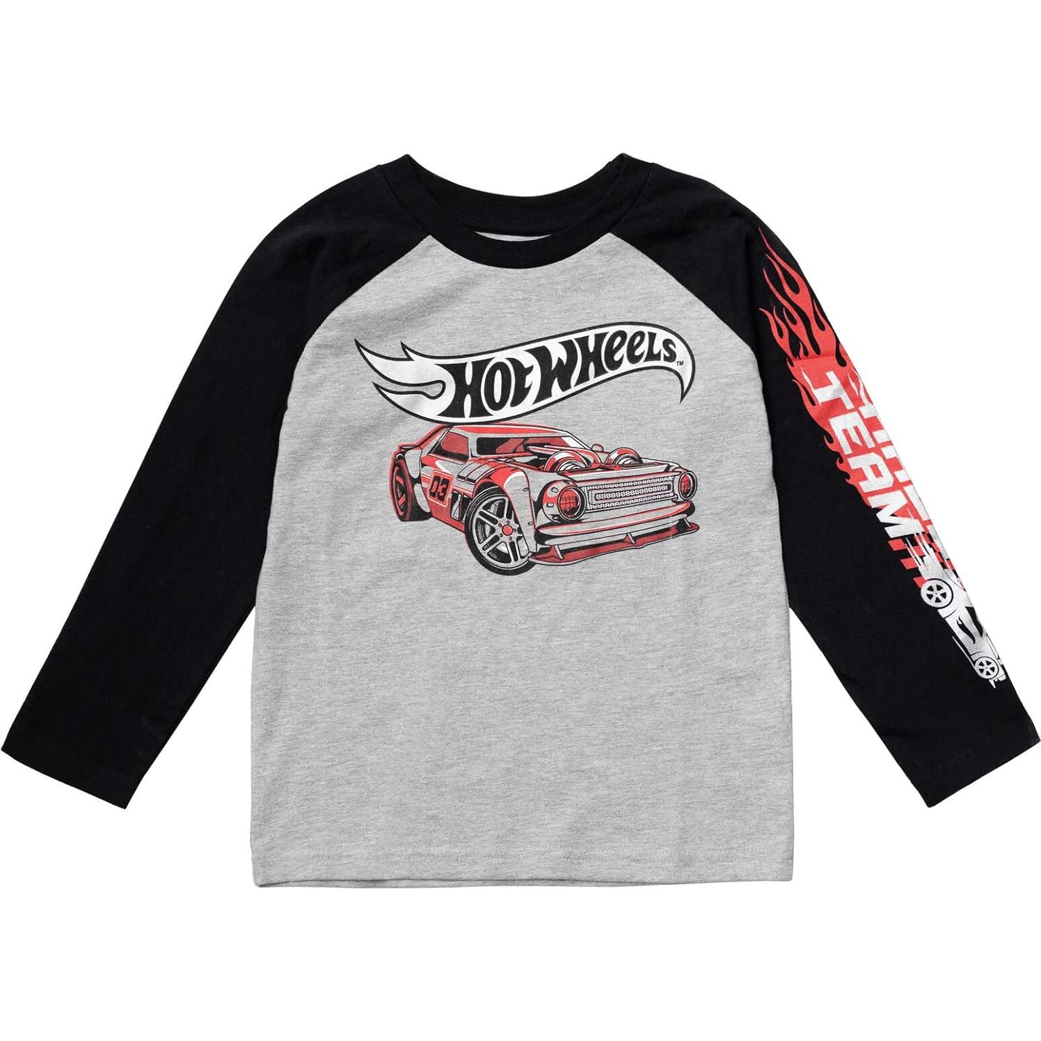 Camiseta de Manga Larga Hot Wheels para Niños 2T Gris/Rojo