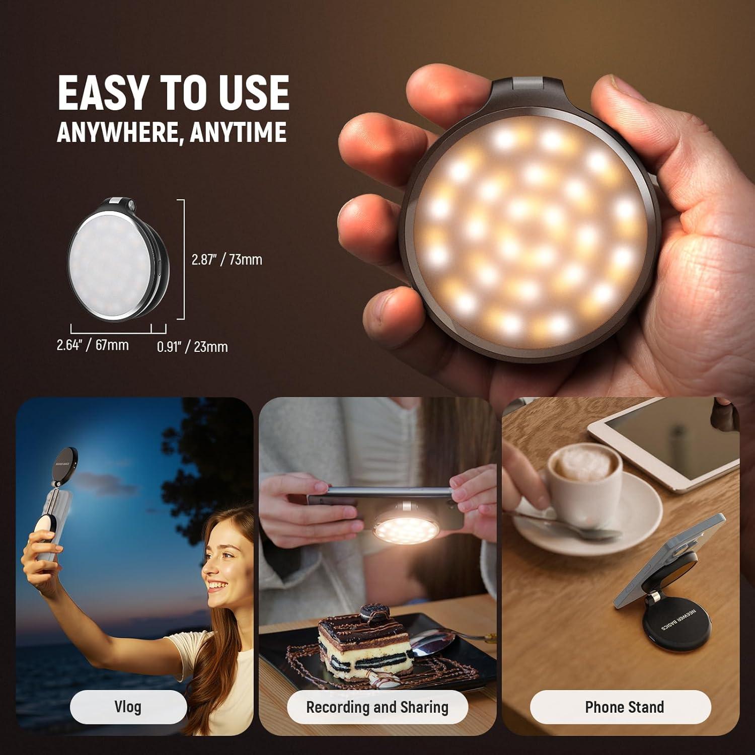 Luz LED Selfie NEEWER NL48R con Espejo y Soporte, 1160lx