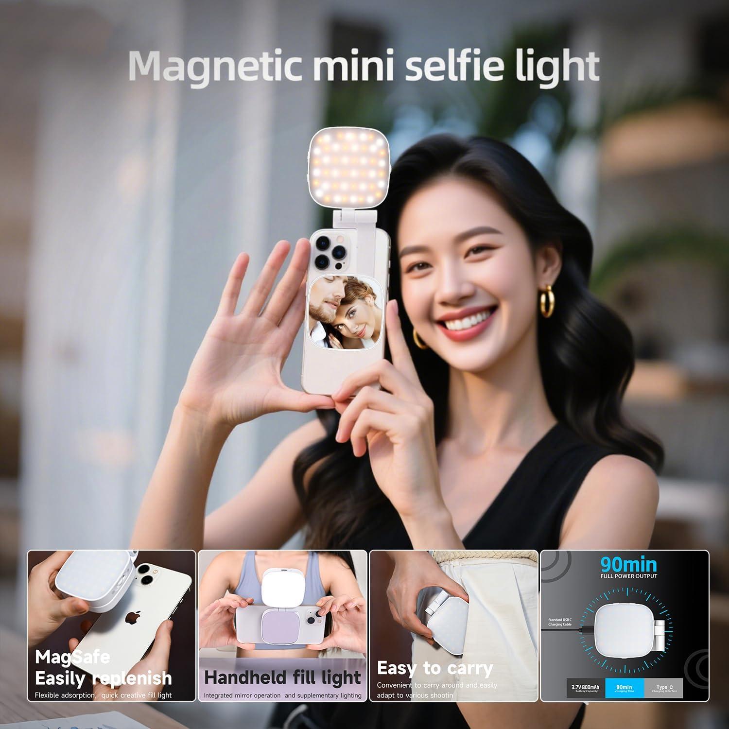 Luz de Selfie Magnética ORSOIRGIFON con Espejo HD 700lx
