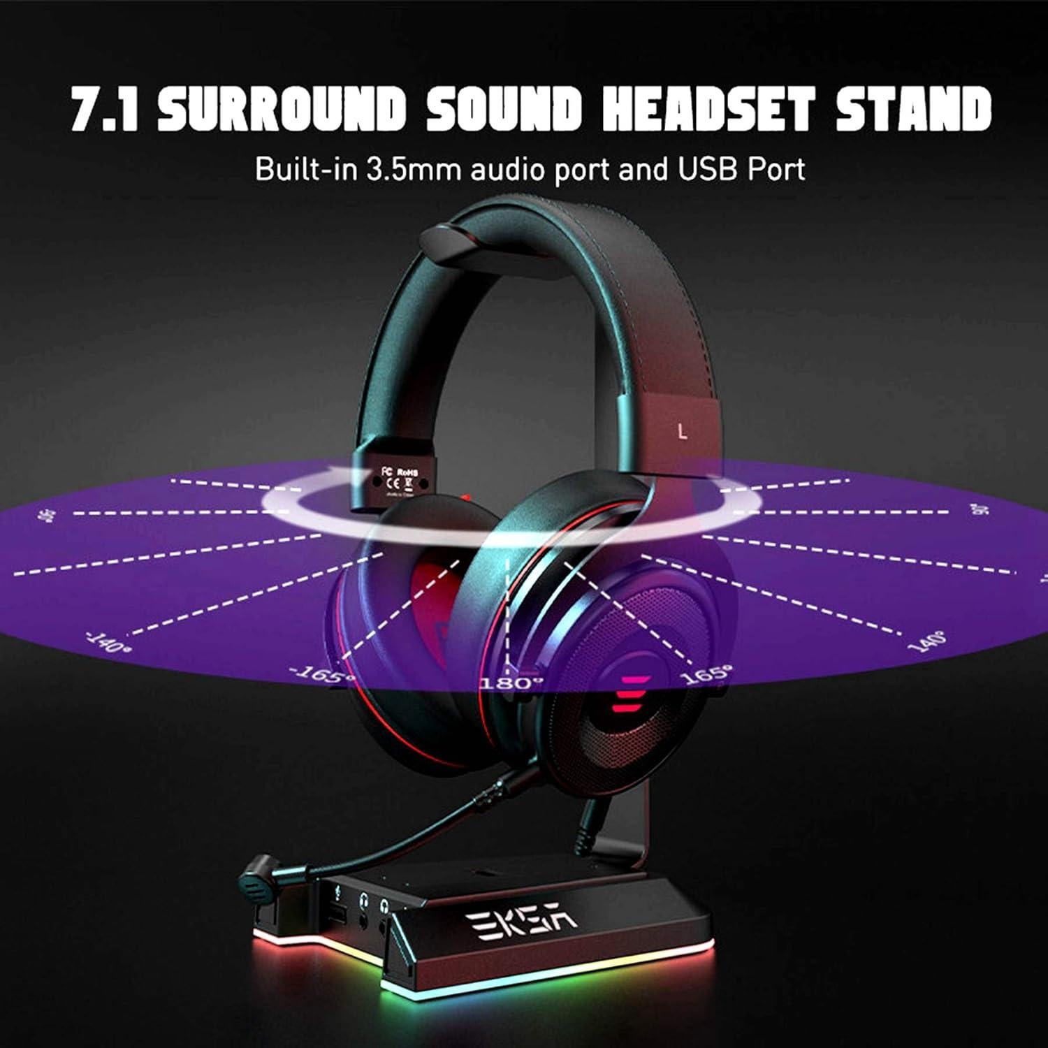 Soporte para Auriculares EKSA W1 con Iluminación RGB y Sonido 7.1