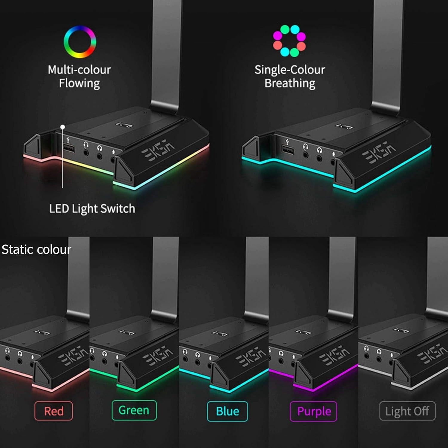 Soporte para Auriculares EKSA W1 con Iluminación RGB y Sonido 7.1