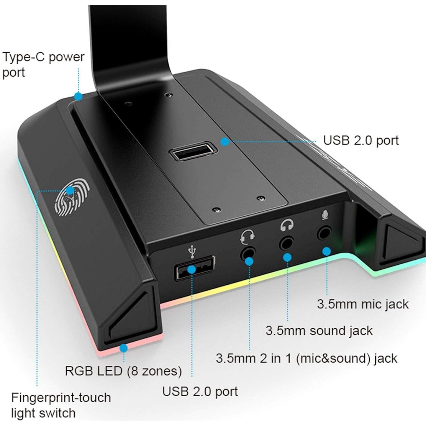 Soporte para Auriculares EKSA W1 con Iluminación RGB y Sonido 7.1