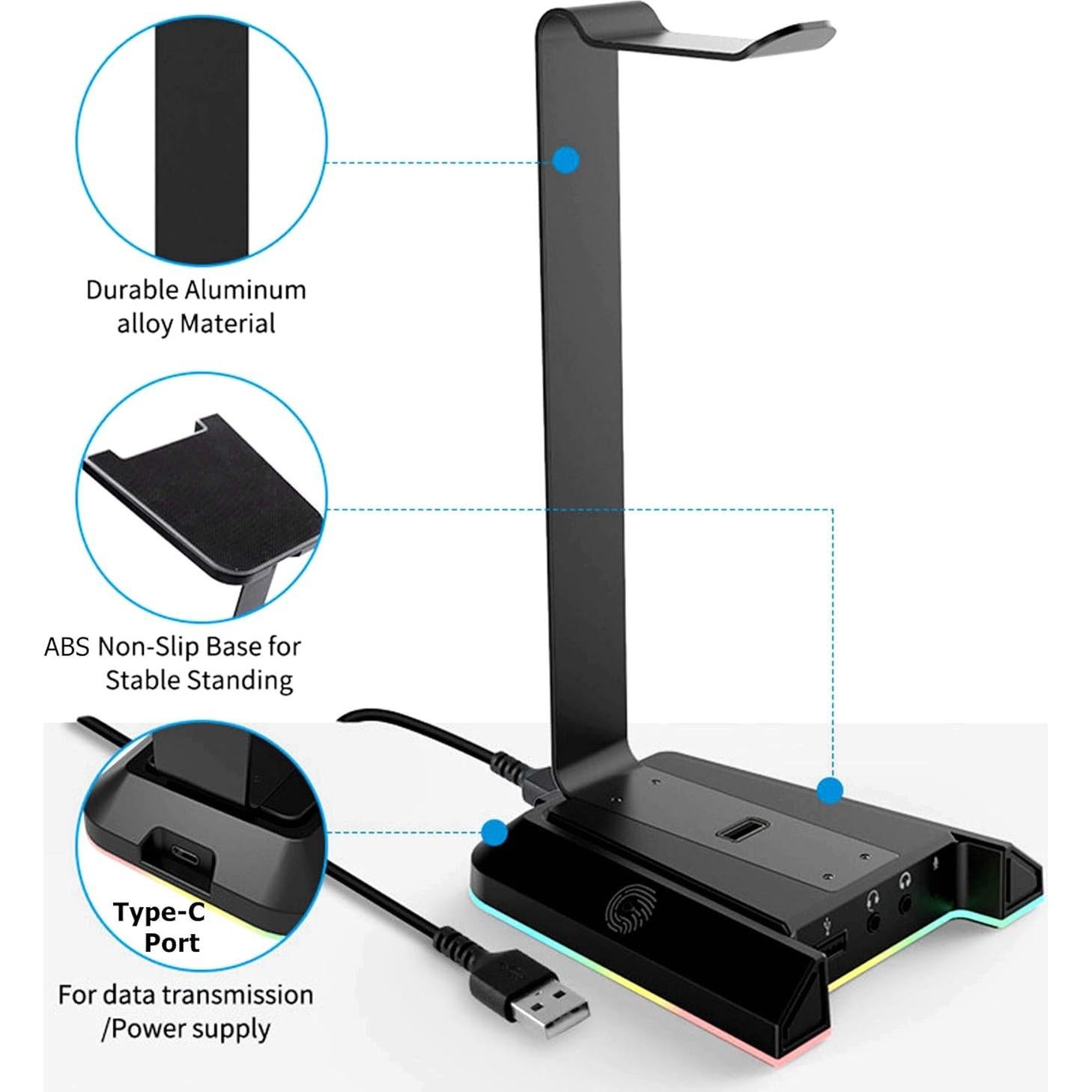 Soporte para Auriculares EKSA W1 con Iluminación RGB y Sonido 7.1