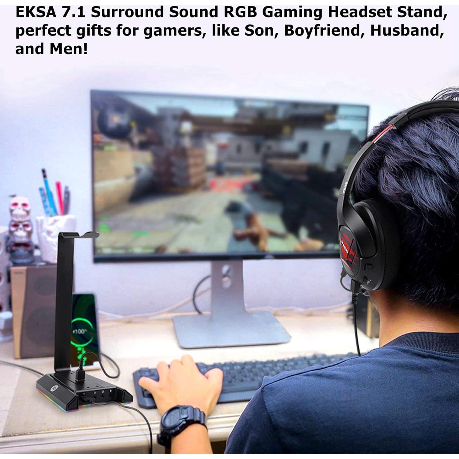 Soporte para Auriculares EKSA W1 con Iluminación RGB y Sonido 7.1