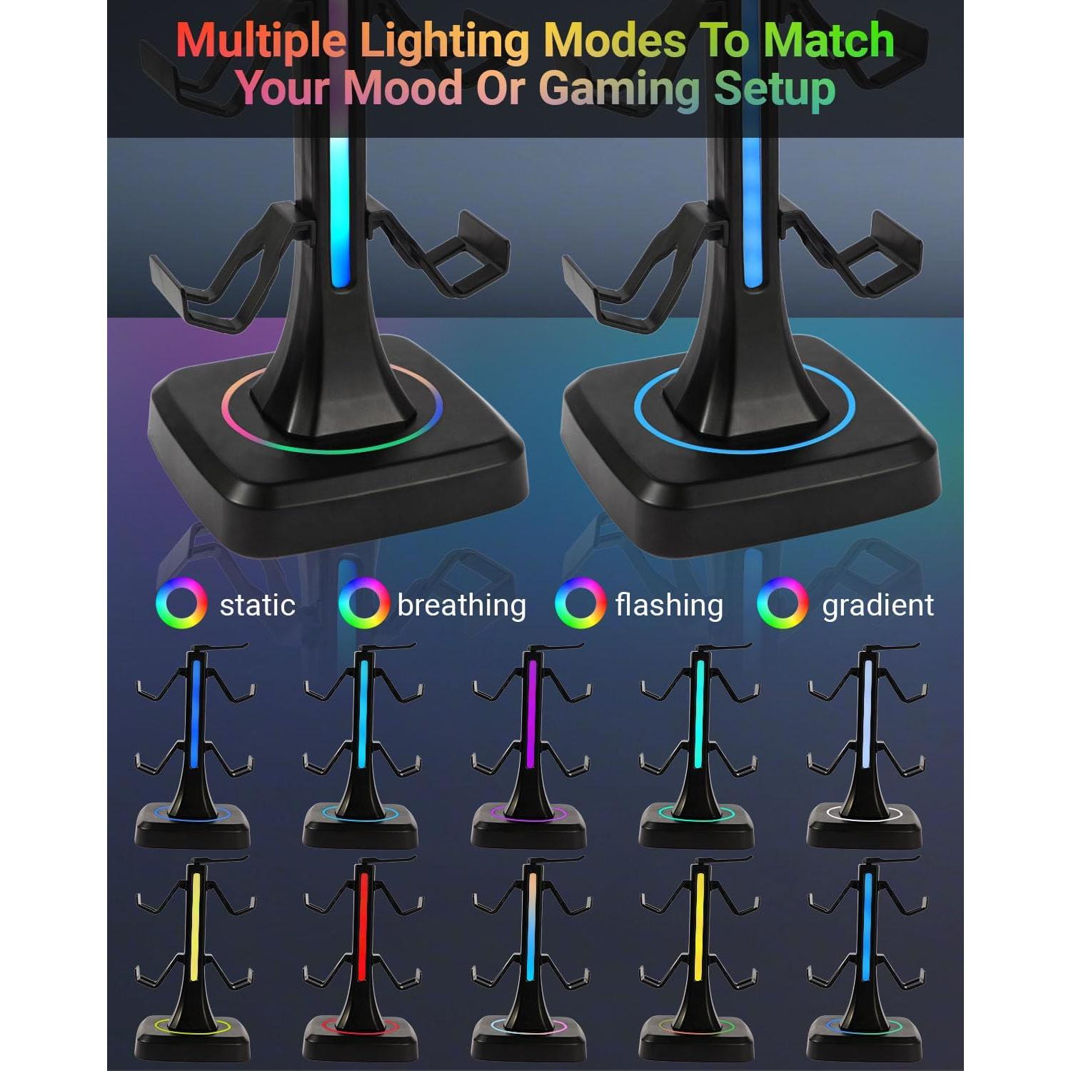 Soporte para Controladores y Auriculares RGB Yichenkeji 29 cm