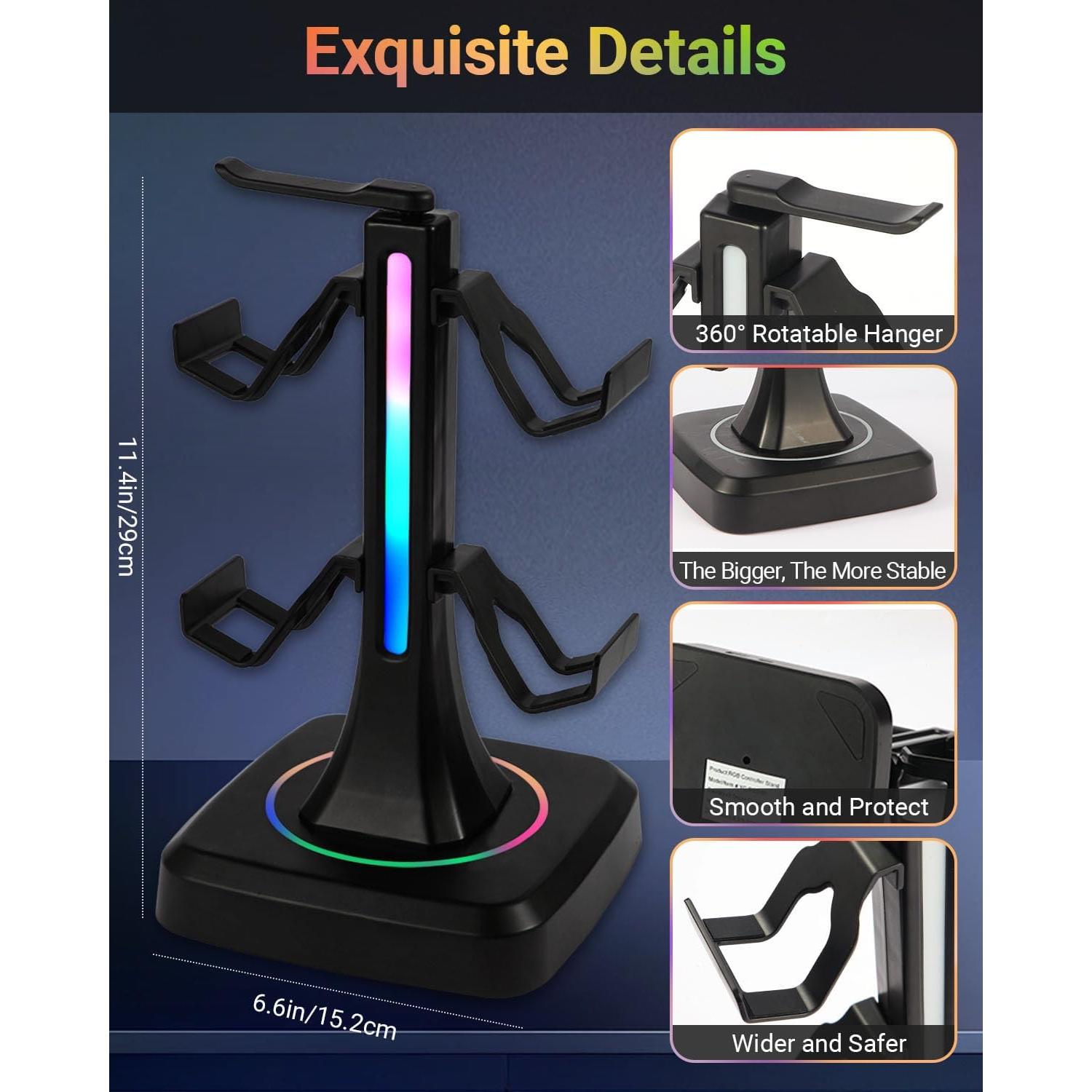 Soporte para Controladores y Auriculares RGB Yichenkeji 29 cm