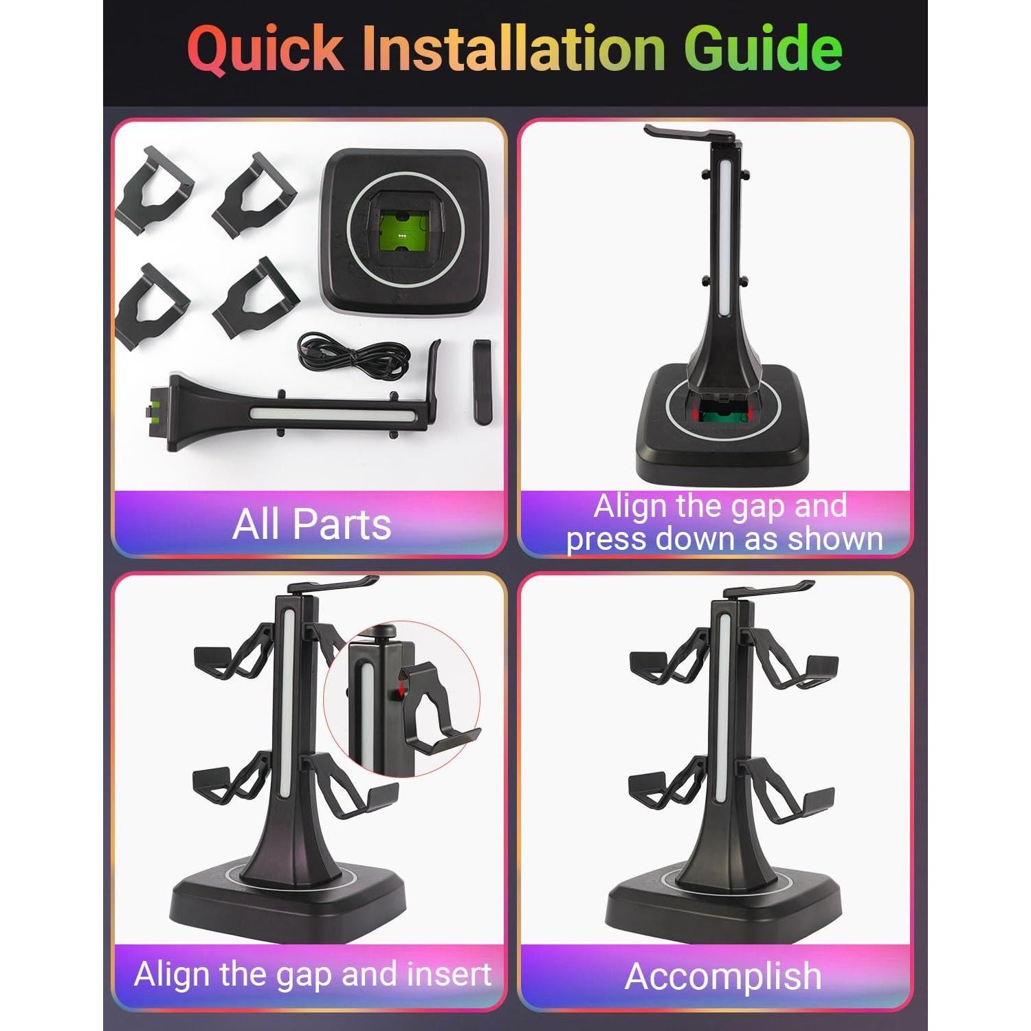 Soporte para Controladores y Auriculares RGB Yichenkeji 29 cm