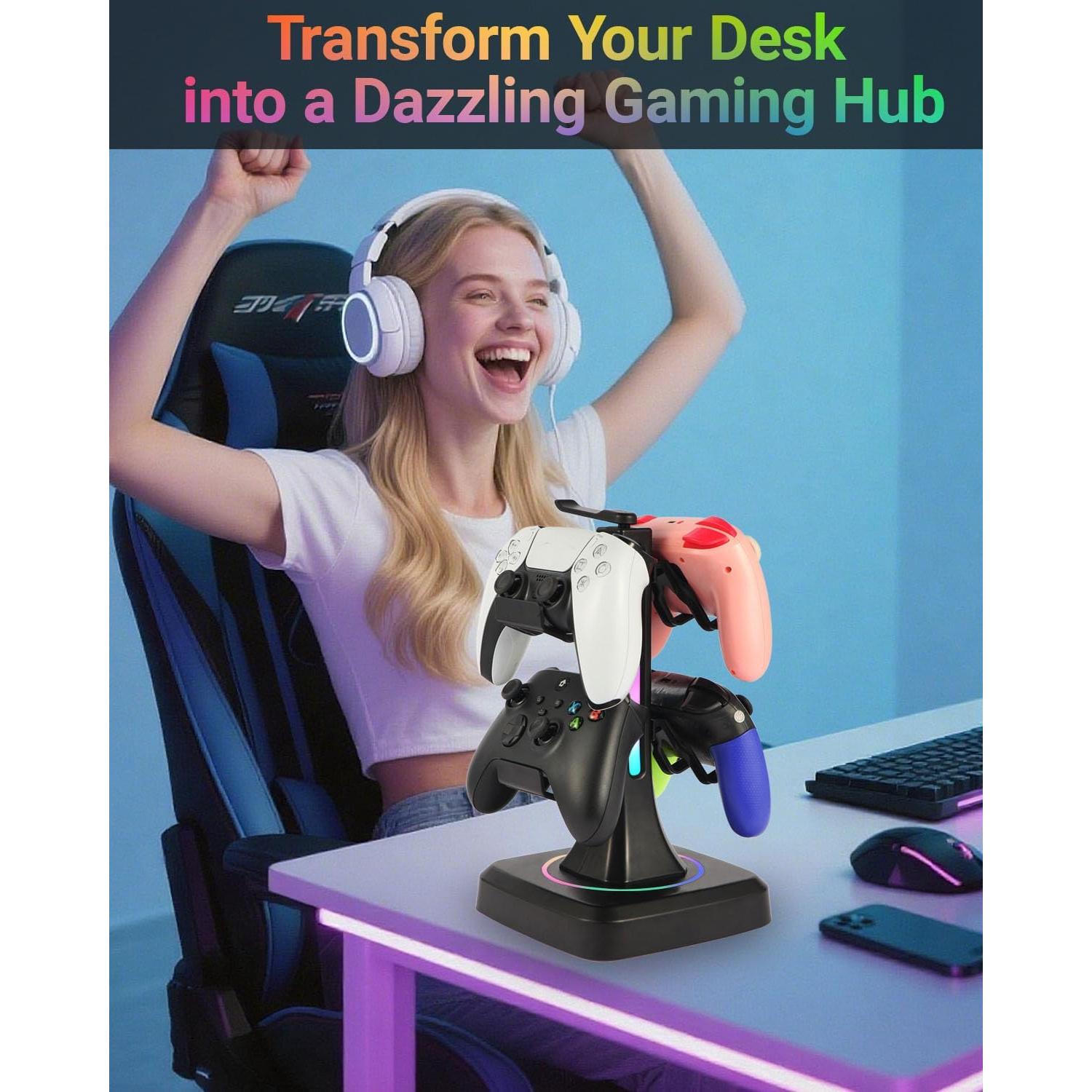 Soporte para Controladores y Auriculares RGB Yichenkeji 29 cm