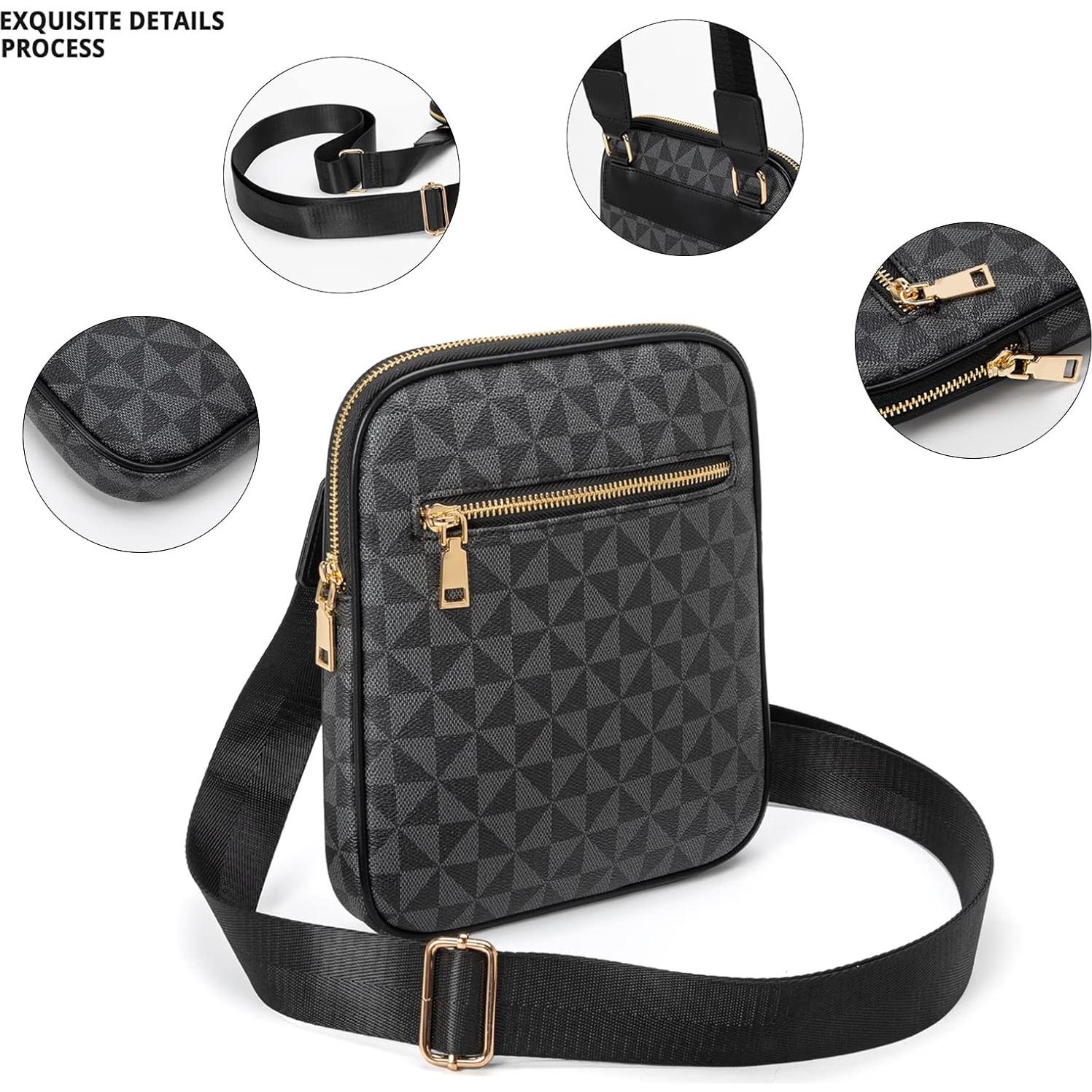 Bolsa Cruzada Hombre PVC Negra 20x3.3x23cm Ligera