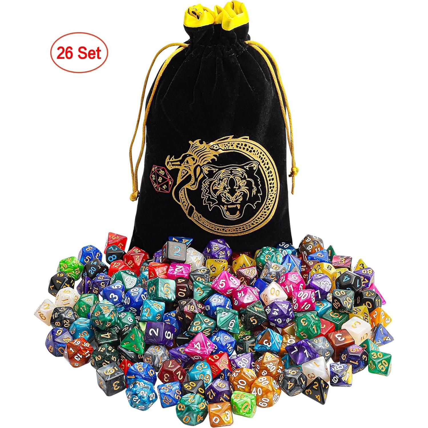 Conjunto de Dados CiaraQ DND - 26 Sets de Dados Poliedricos