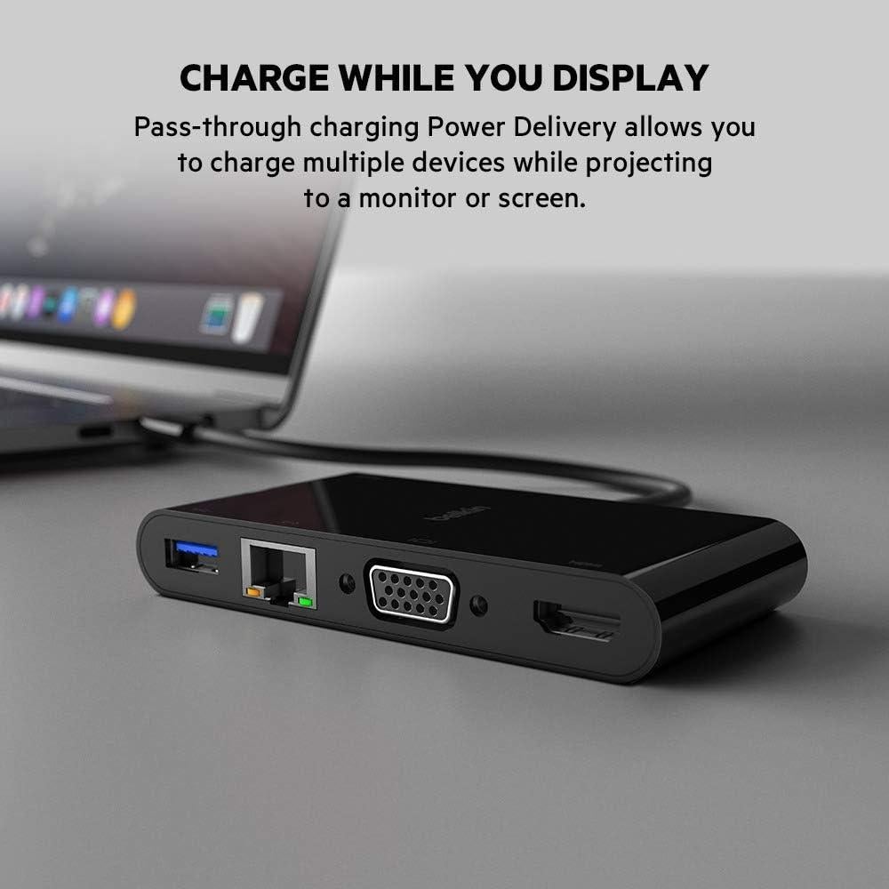 Adaptador Multimedia USB-C Belkin 100W HDMI, USB-A, Ethernet