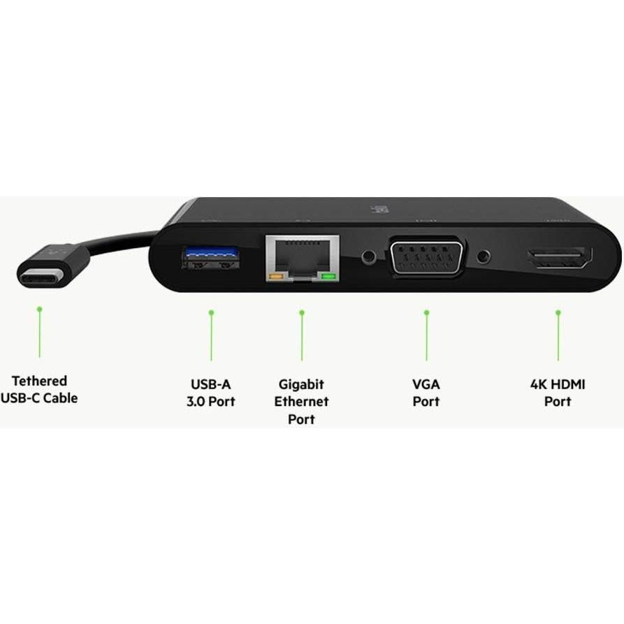 Adaptador Multimedia USB-C Belkin 100W HDMI, USB-A, Ethernet