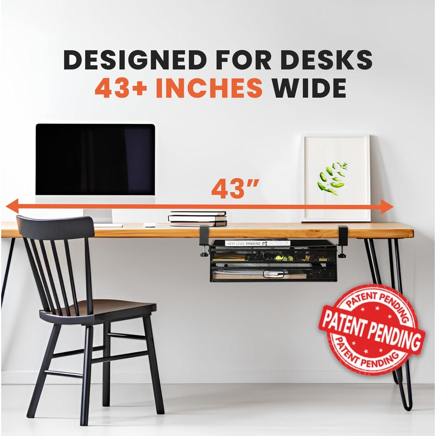 Organizador de Cajones Bajo Escritorio Homeify, 2 Cajones de Metal